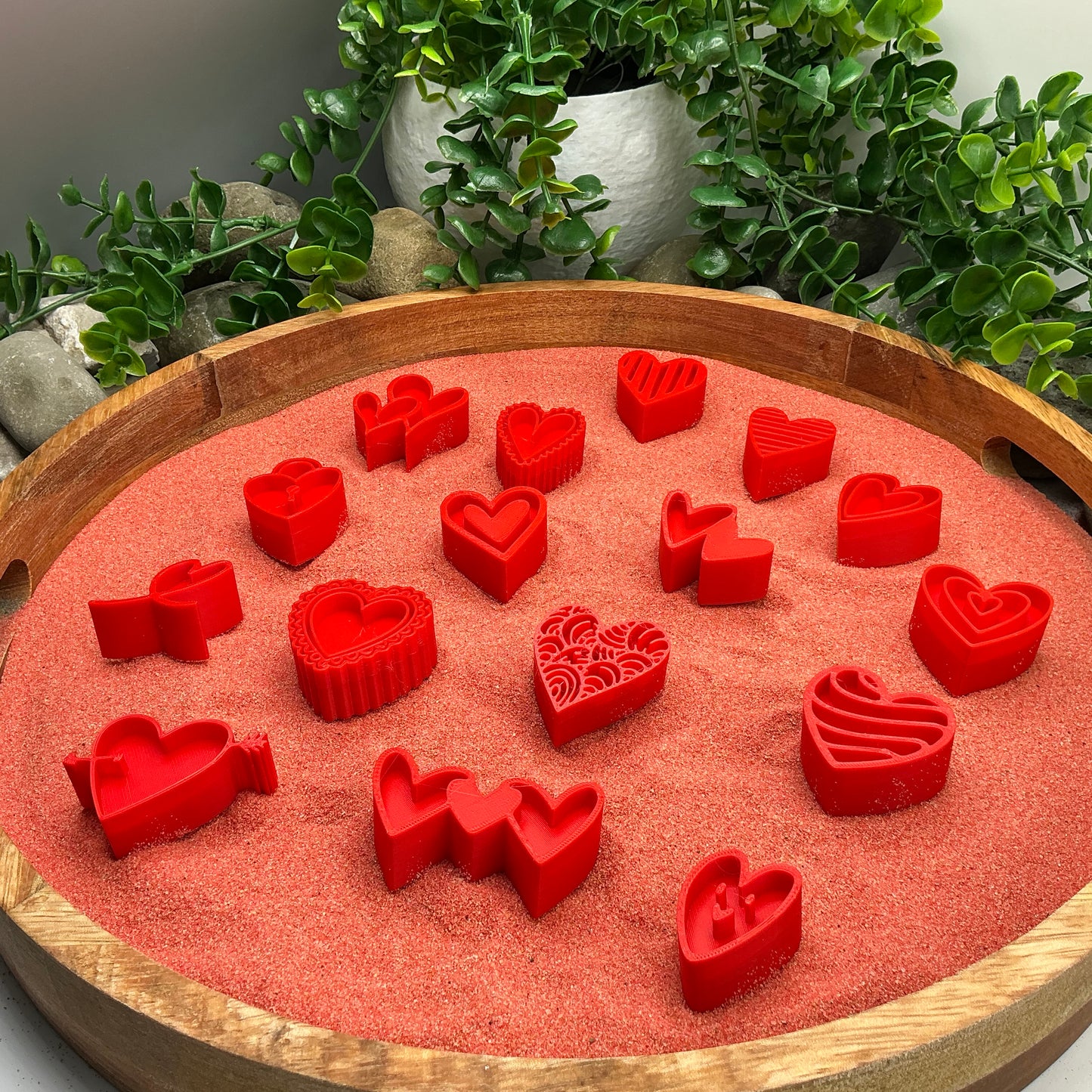 3D-printed love heart stamps sensory set, 16 pieces for play dough, kinetic sand and clay - view 2 of 8