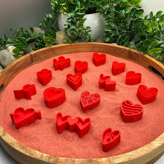 3D-printed love heart stamps sensory set, 16 pieces for play dough, kinetic sand and clay - view 2 of 8