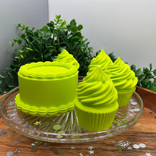 Birthday Cake 3D Printed Play Food Set Eco Friendly Toy Cake & Cupcakes Sensory  - Alternative View