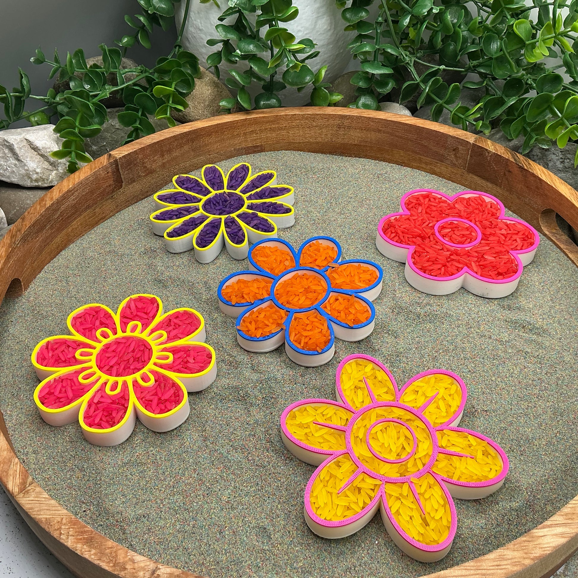 3D-printed flower fill shapes sensory filling tray, 5-piece spring and summer set for tuff trays - view 11 of 12