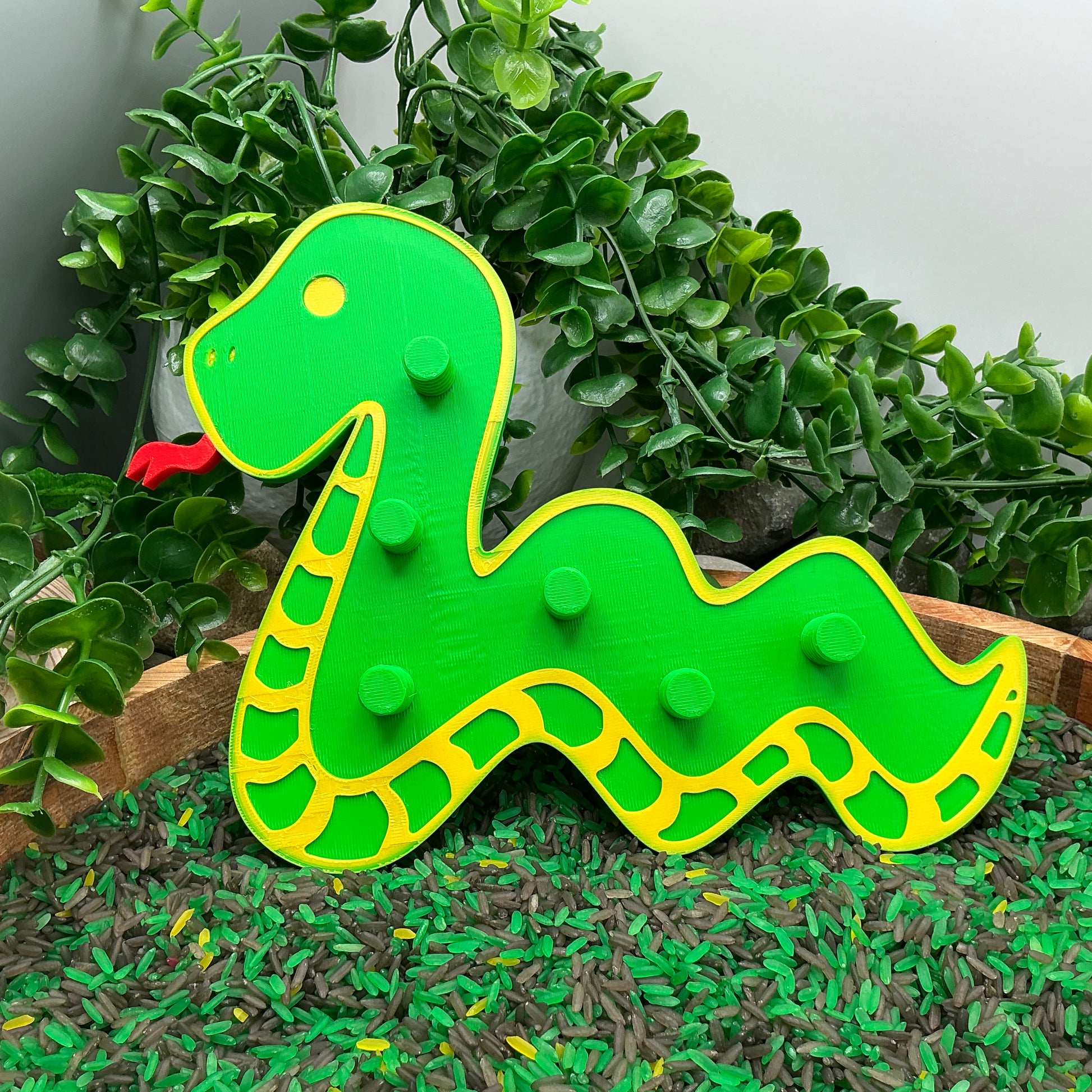 3D-printed animal thread peg board sensory set with screw-on nuts - 6 piece safari set including zebra, panda, lion, crocodile, giraffe and snake - view 22 of 25