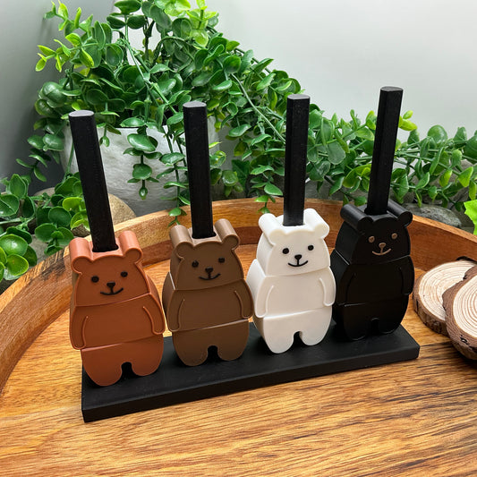 3D-printed bear-shaped pegs and threading board sensory toy for fine motor play - view 1 of 10
