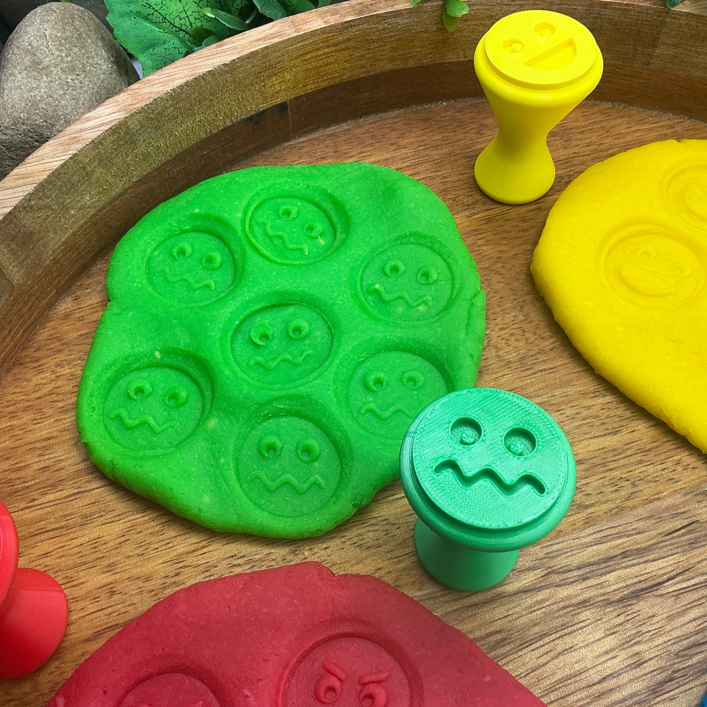 3D-printed emotion feeling stamps for play dough - 4 piece set with happy, sad, angry and scared faces - view 6 of 10