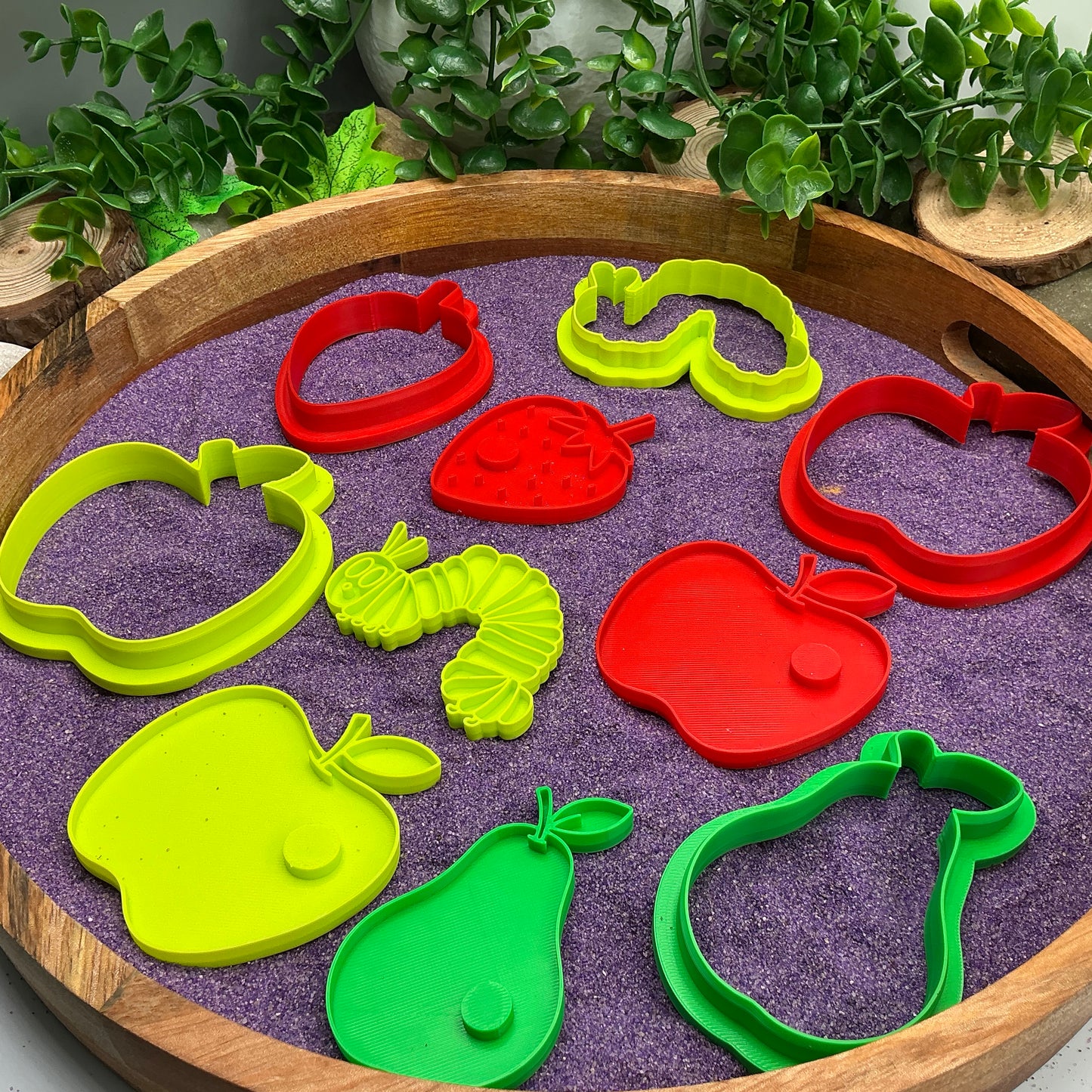 3D-printed caterpillar and fruit cookie cutter set - 5 piece for Very Hungry Caterpillar play dough storytime - view 12 of 12
