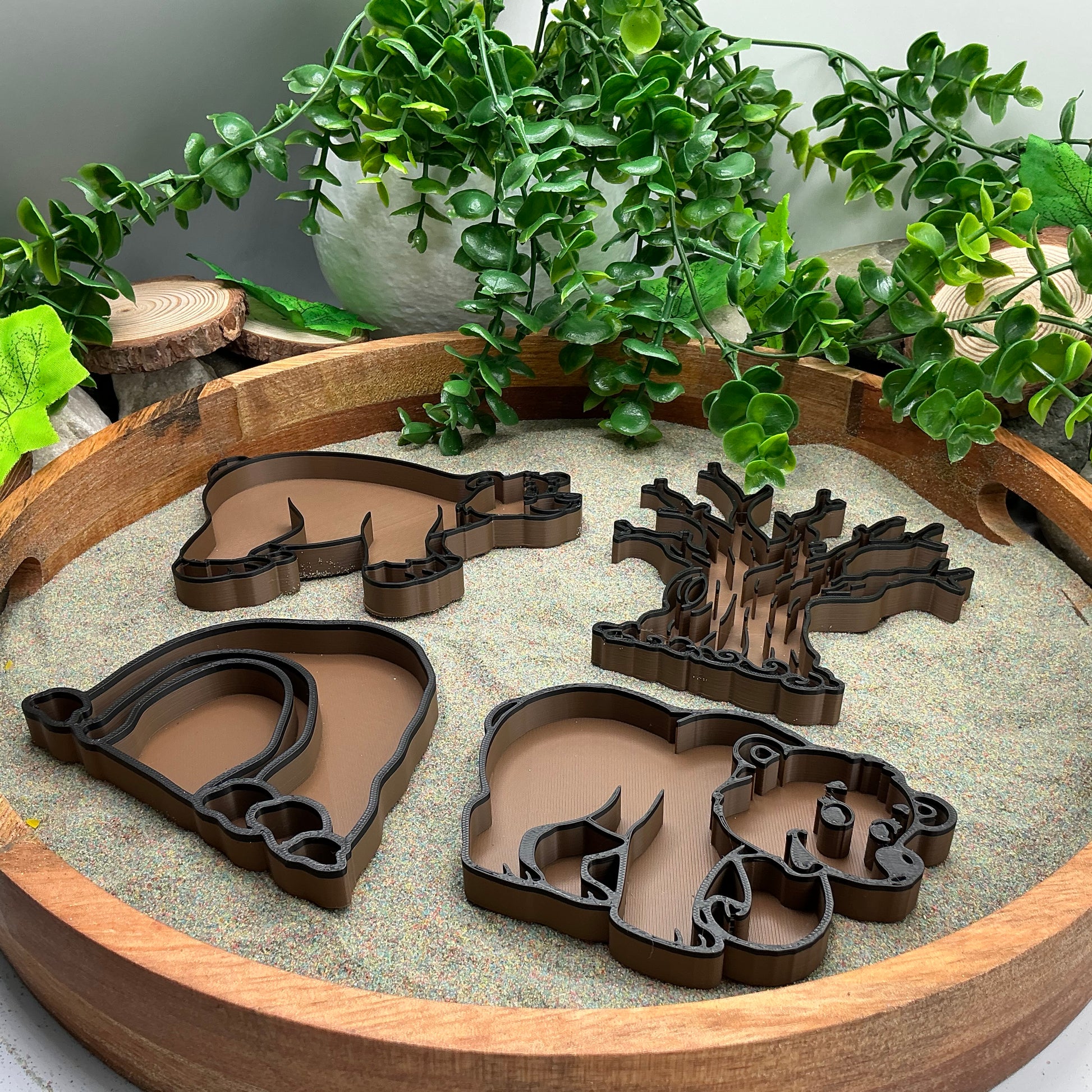 3D-printed bear theme sensory filling tray, 4-piece set for sand and rice tuff trays - perfect for bear hunt storytelling - view 2 of 13