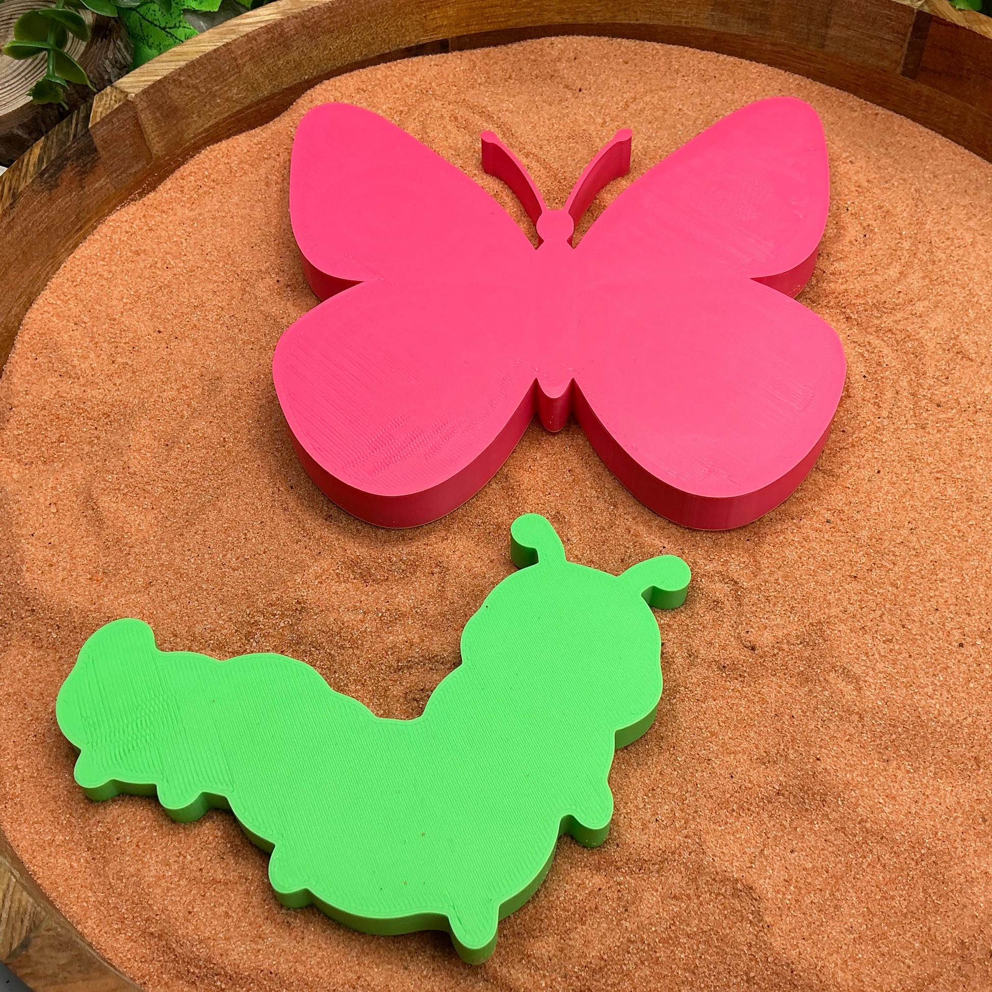 3D-printed caterpillar and butterfly garden sensory fill shape set - 2 piece life cycle pair - view 5 of 9