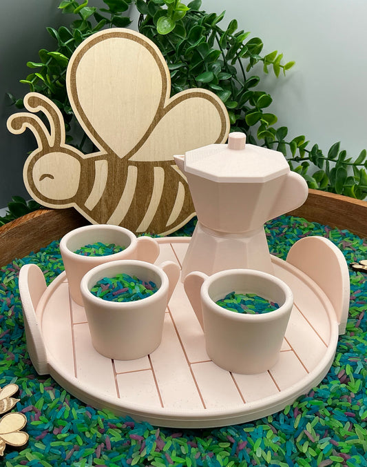 Coffee Maker Set (5 Piece) - 3D Printed Kitchen Role Play Toy, Eco-Friendly