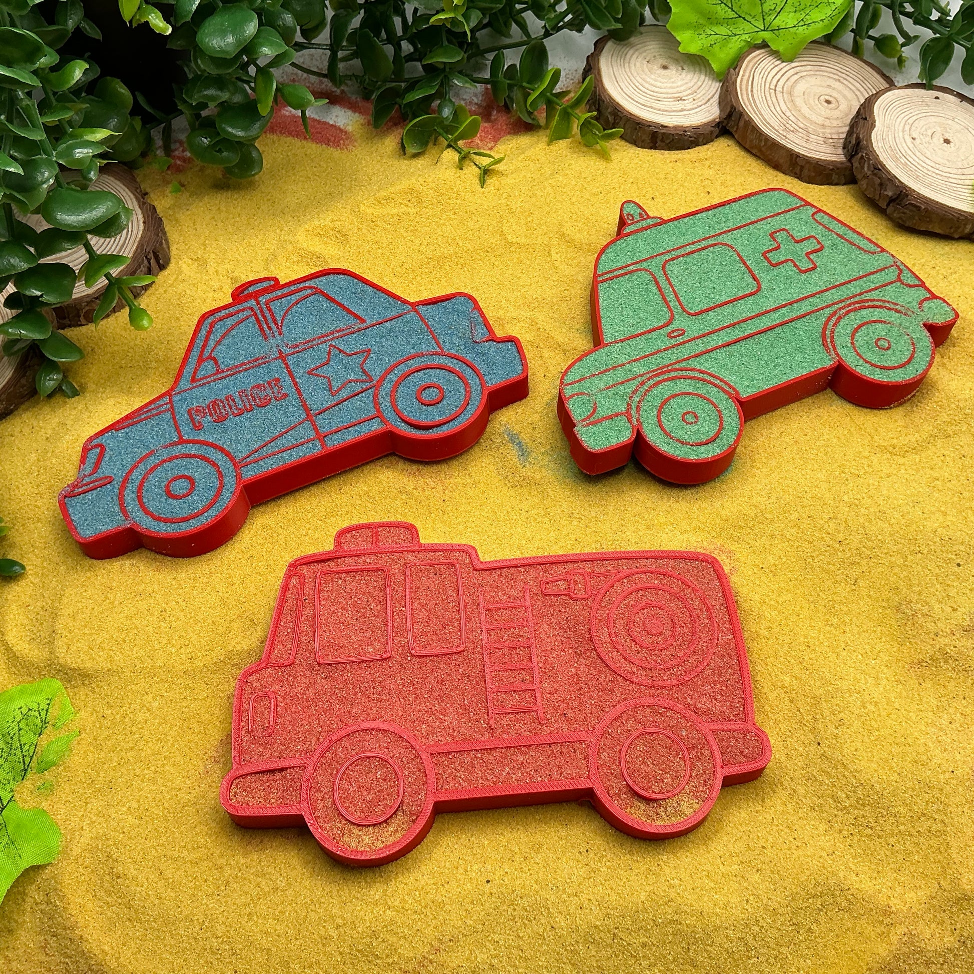 Red Emergency Vehicles Sensory Trays (Set of 3) Fire Engine Police & Ambulance M - View 7