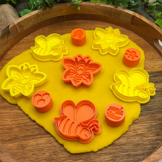 3D-printed bees and wasps play dough cookie cutter and stamp set - 10 piece minibeasts sensory set - view 2 of 12