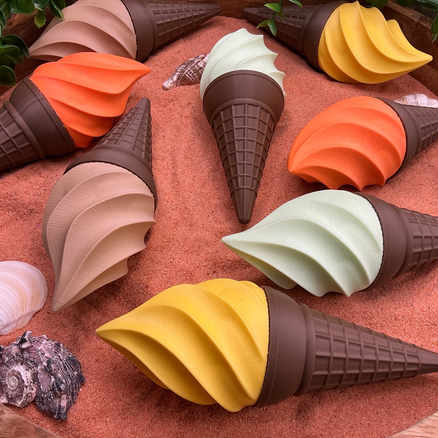 Ice Cream Scoops & Cones Twist Action Role Play Kitchen Food chocolate,Mint,Lemon& Orange toppings