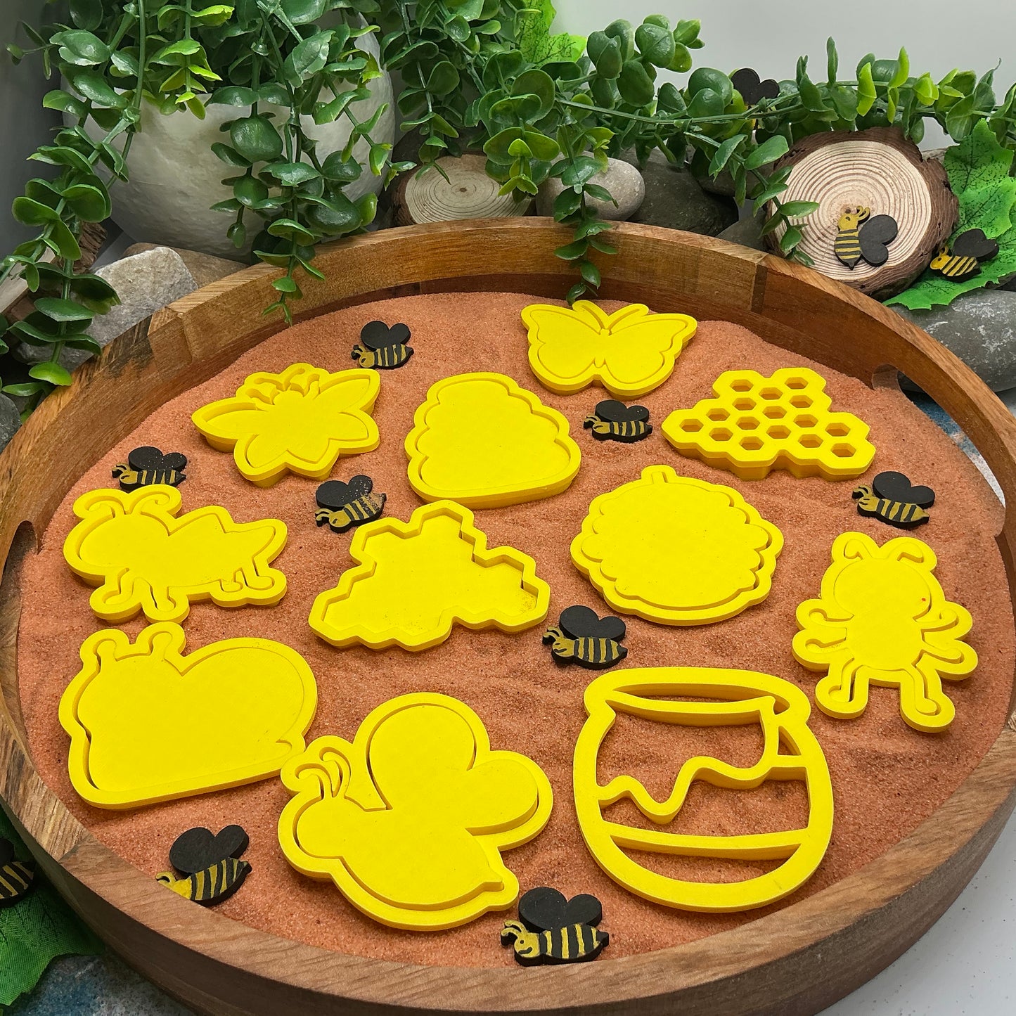 3D-printed spring garden insects play dough cookie cutter mega set - 11 piece with bee, hives, honeycomb, butterfly, wasp, ant, snail and grasshopper - view 9 of 10