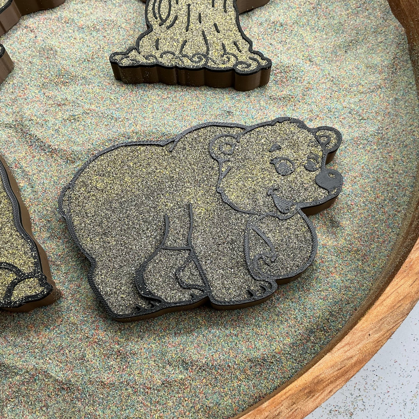 3D-printed bear theme sensory filling tray, 4-piece set for sand and rice tuff trays - perfect for bear hunt storytelling - view 12 of 13