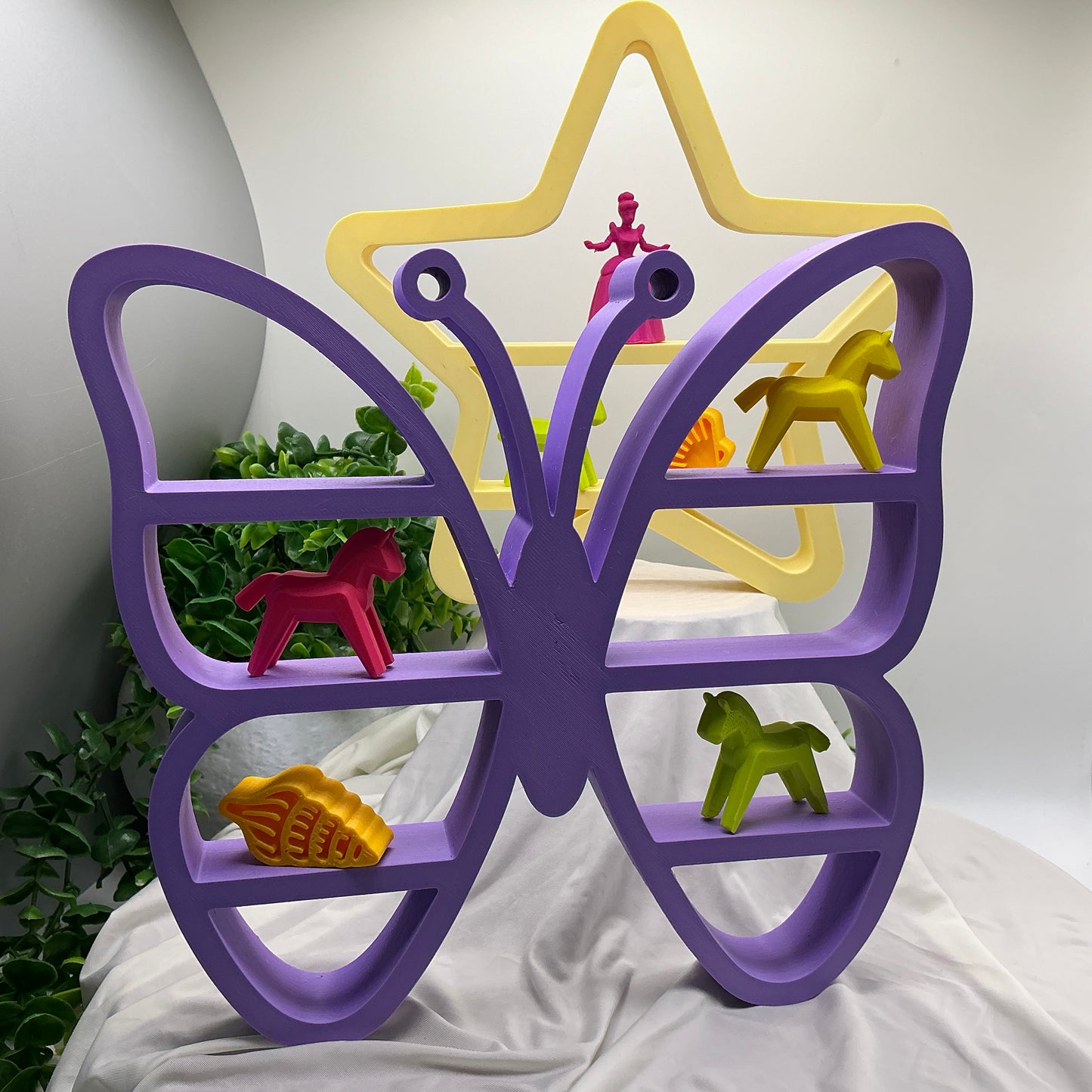 Set of two table top mini shelves star & Butterfly