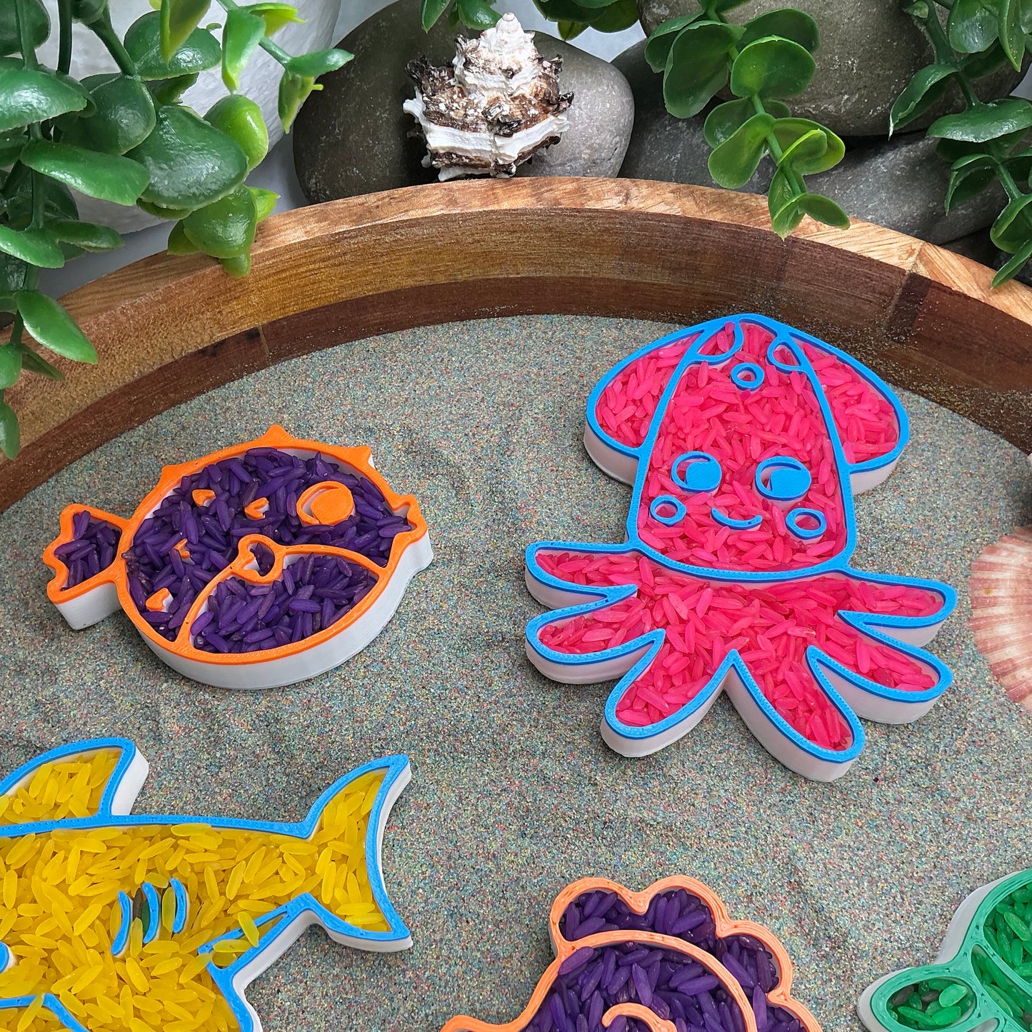 3D-printed underwater sea animals sensory filling tray, 8-piece set for sand and rice tuff trays - view 6 of 10