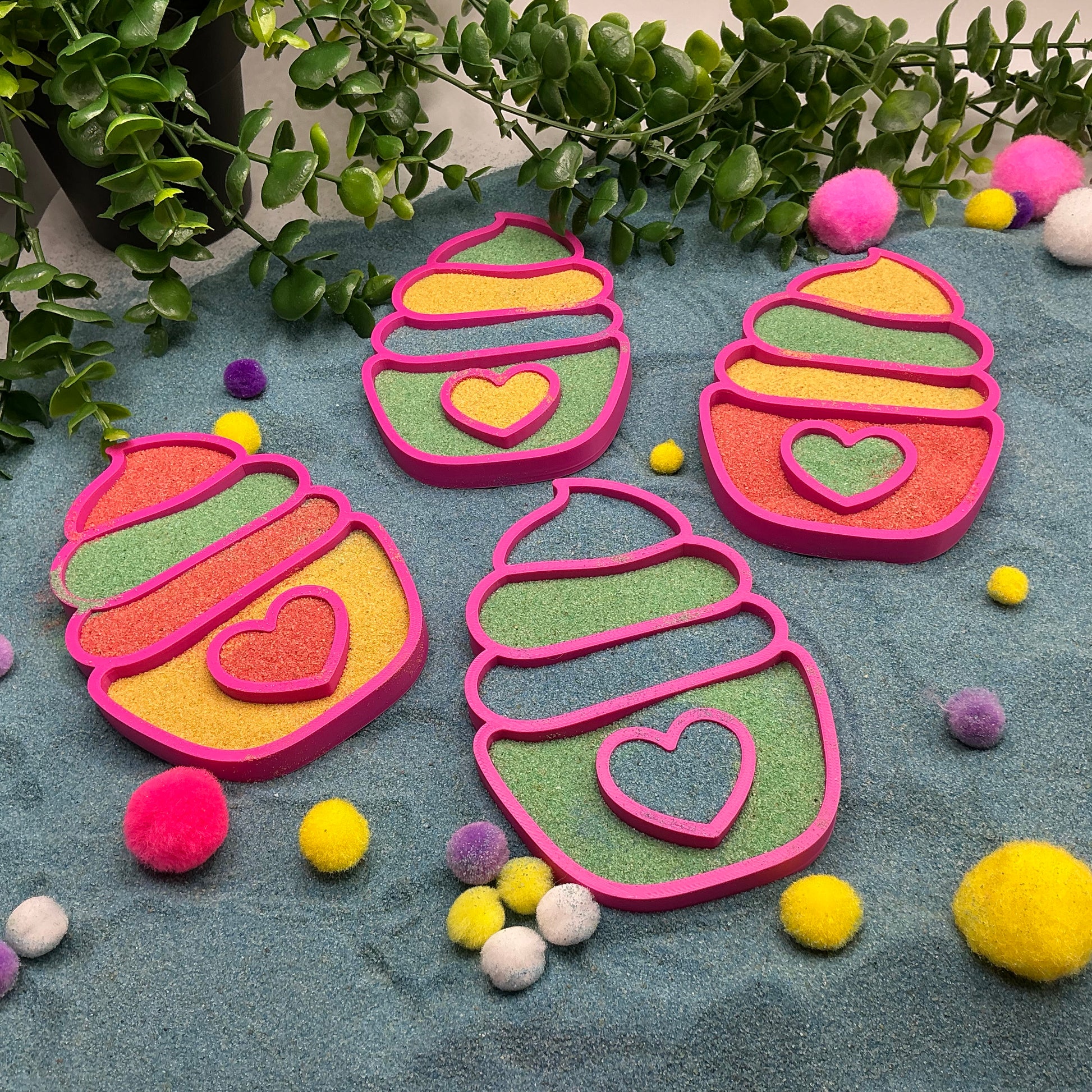 Cupcake Sensory Trays & Heart Scoops Eco Friendly Montessori Toy 3D Printed Food - View 5