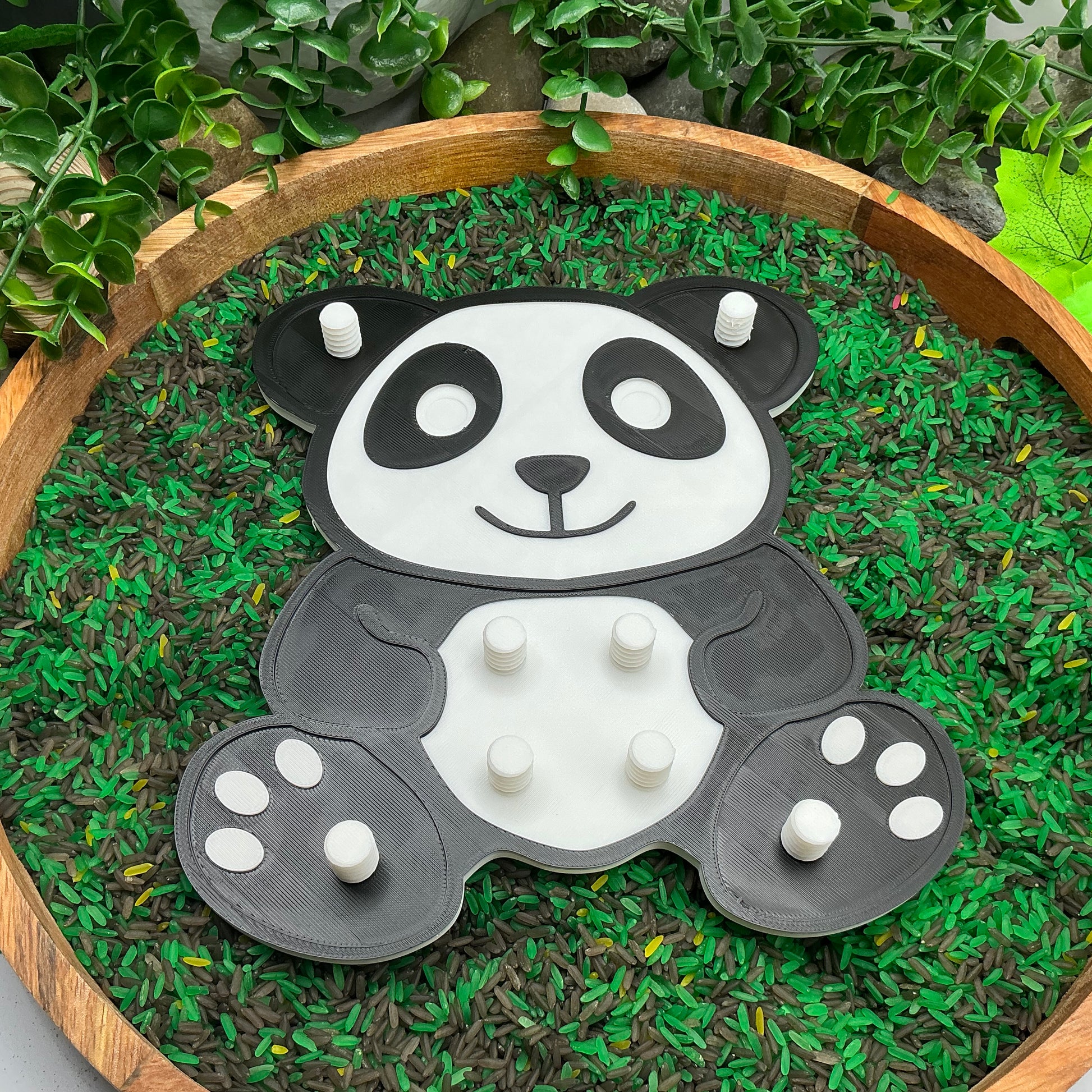 3D-printed animal thread peg board sensory set with screw-on nuts - 6 piece safari set including zebra, panda, lion, crocodile, giraffe and snake - view 17 of 25