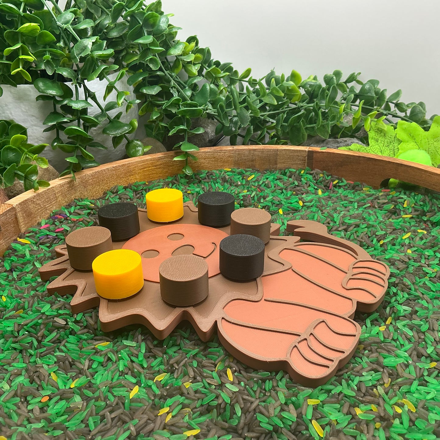 3D-printed lion thread peg board sensory toy with screw-on nuts - fine motor and pre-writing skill builder - view 2 of 7