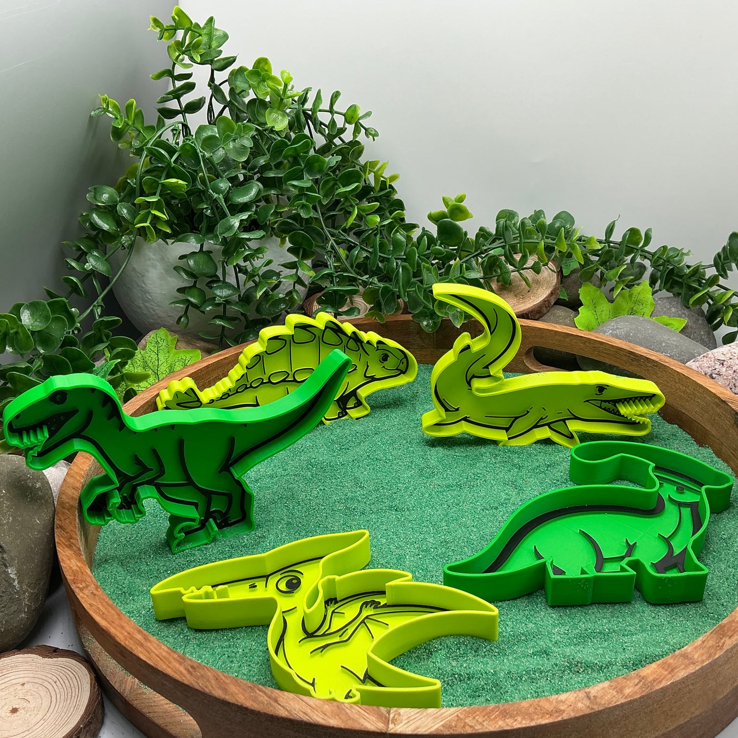 3D-printed dinosaur sensory fill shape set - 5 piece with Ankylosaurus, Mosasaurus, Pterodactyl, Velociraptor and Parasaurolophus - view 8 of 15