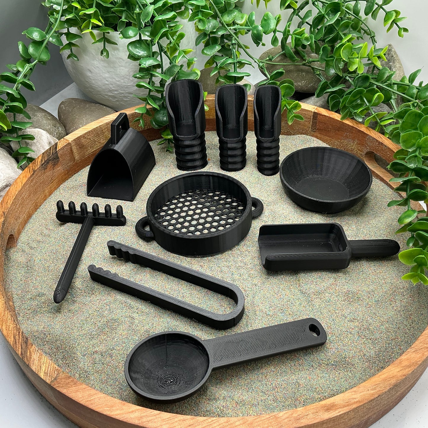 Sensory Play Tools - 9 Piece Set (Tweezers, Scoops, Sieve & Rake)