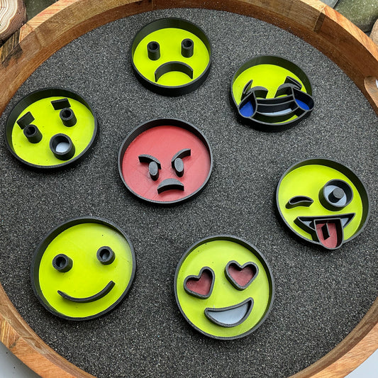Emotion faces fill shapes 7 piece set emotion themed tuff trays sensory filling trays