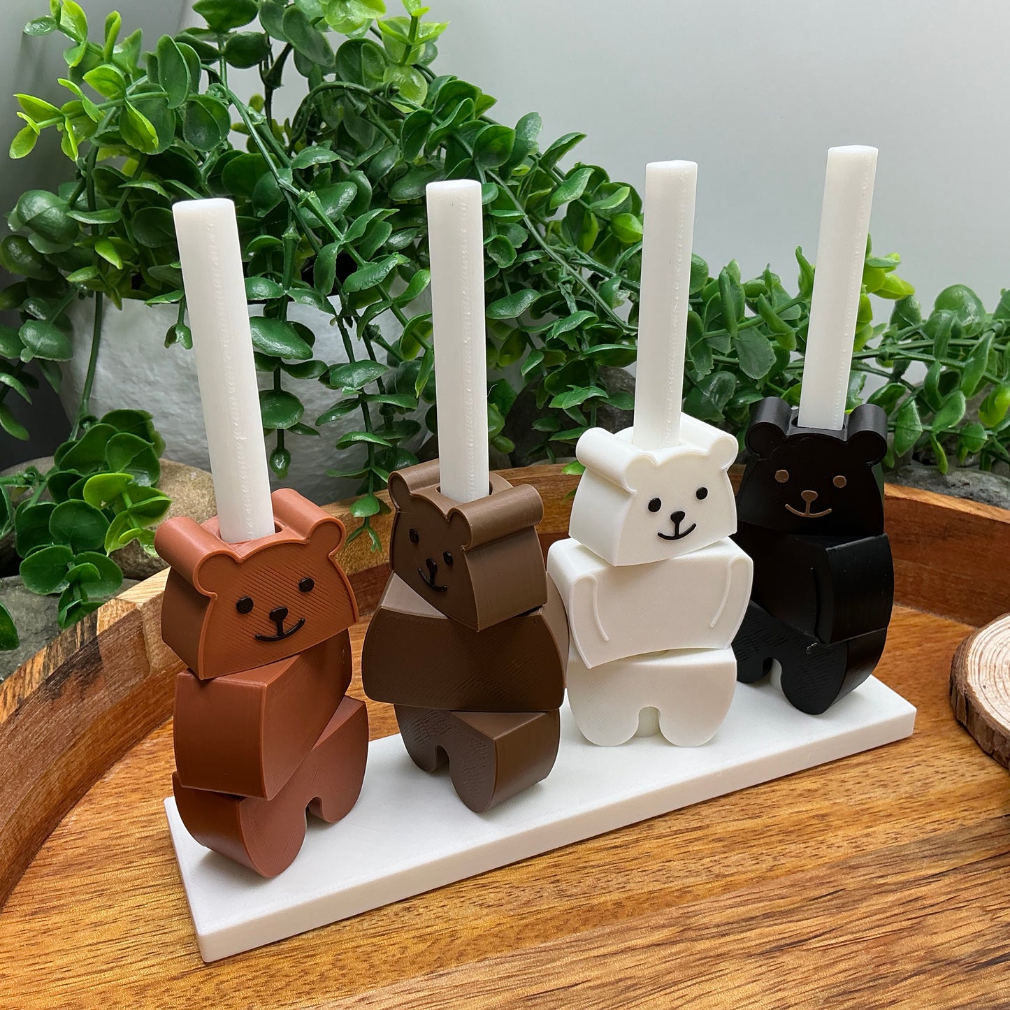 3D-printed bear-shaped pegs and threading board sensory toy for fine motor play - view 7 of 10