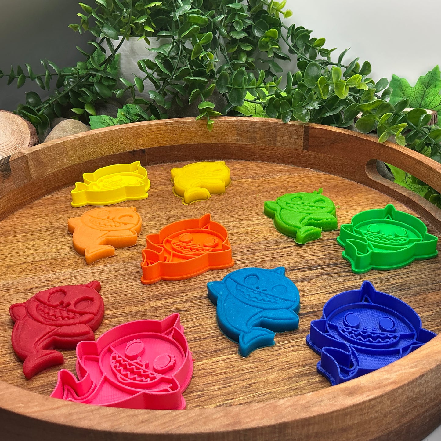 3D-printed shark family play dough cookie cutter set - 5 piece graduated size ocean theme - view 9 of 11