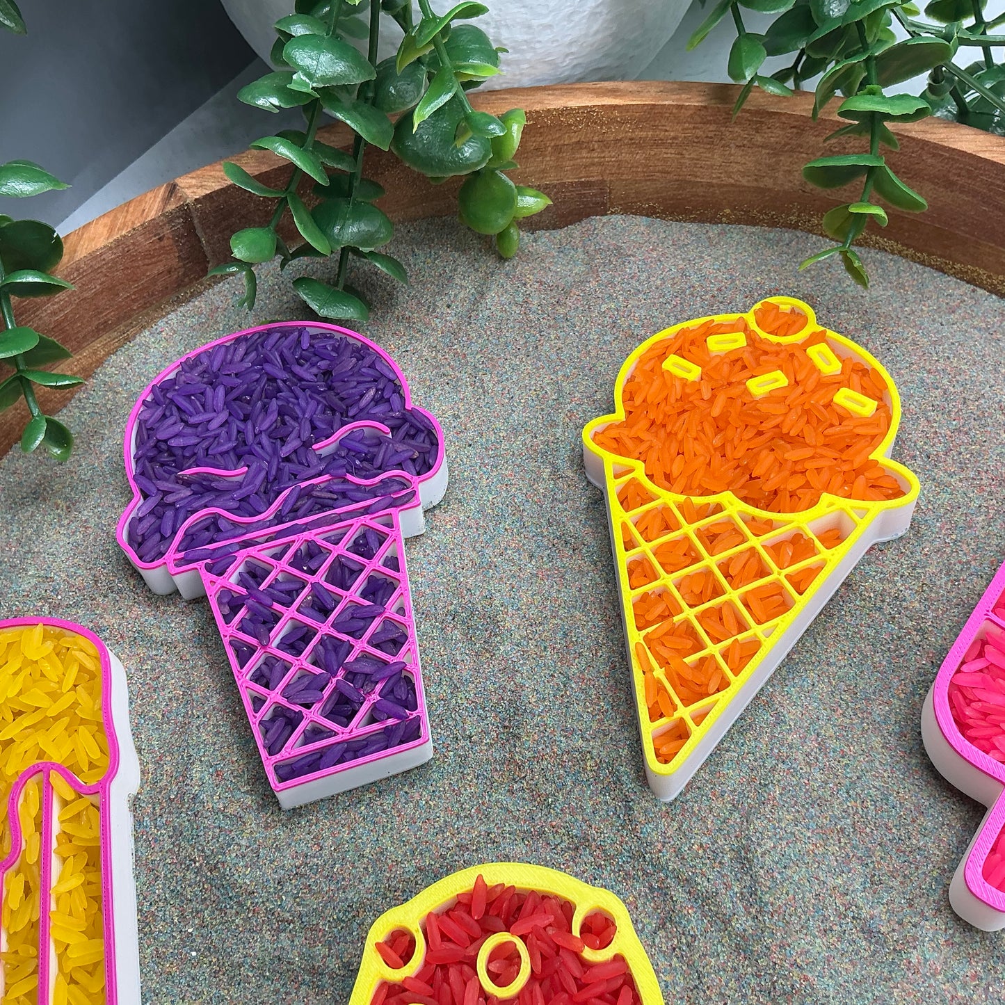 3D-printed summer ice cream sensory filling tray, 6-piece set for sand and rice tuff trays - view 7 of 11