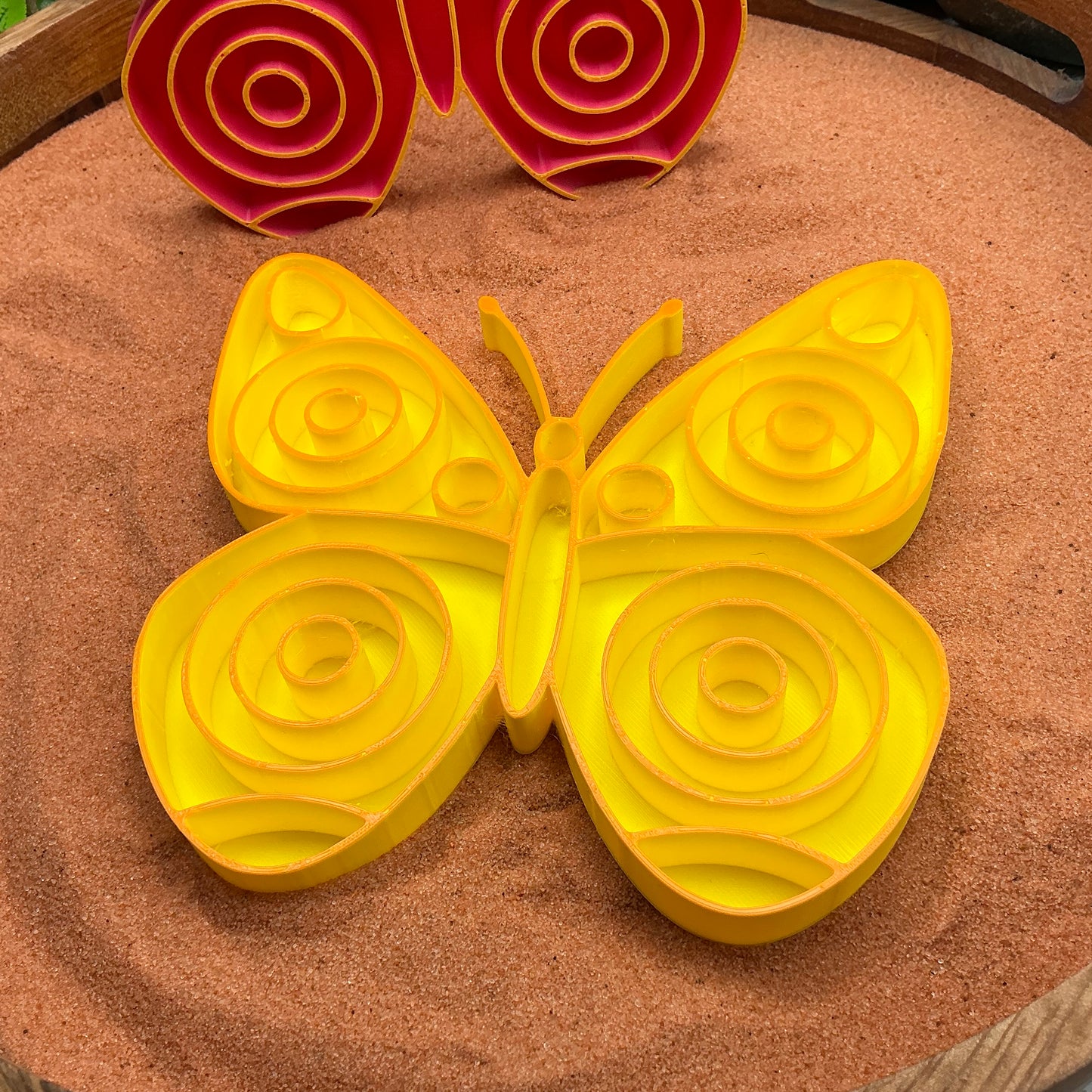 3D-printed butterfly sensory fill shape - choose pink or yellow for garden and minibeasts play - view 3 of 10