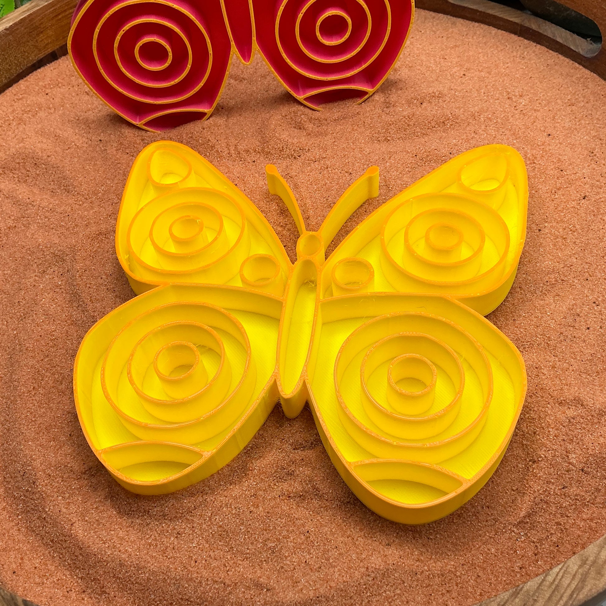 3D-printed butterfly sensory fill shape - choose pink or yellow for garden and minibeasts play - view 3 of 10