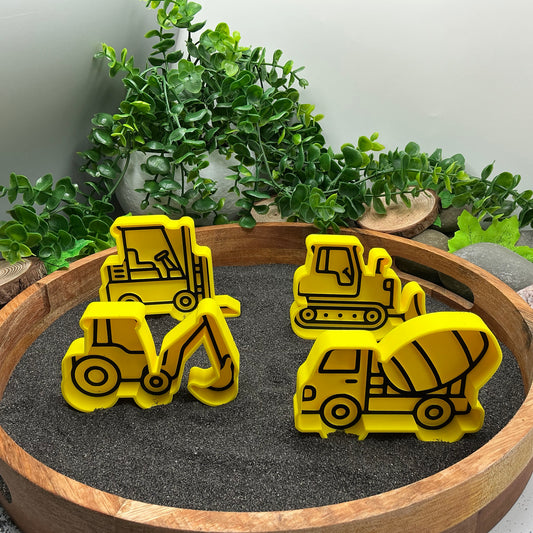 3D-printed construction vehicles sensory fill shape set - 4 piece for tuff trays and sandpits - view 1 of 11