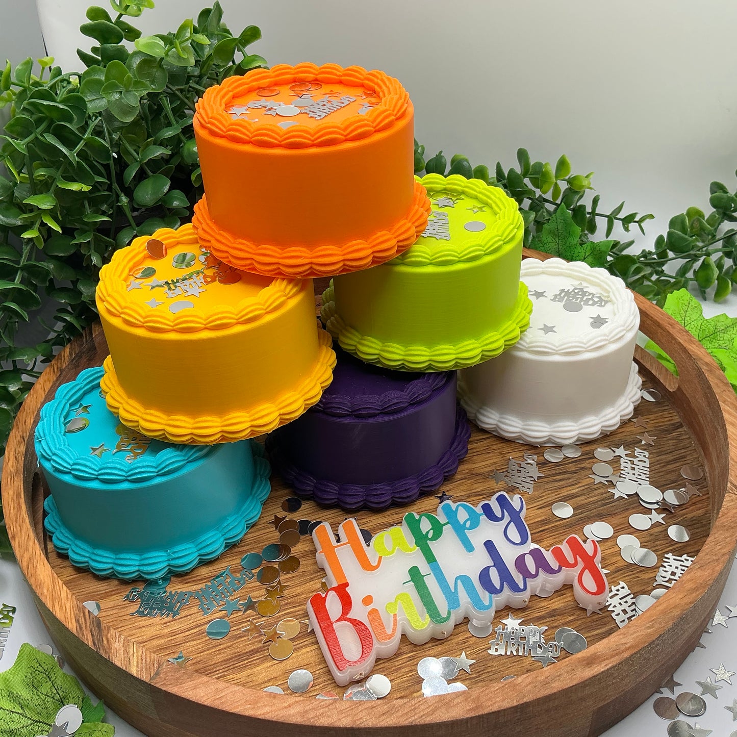 Birthday Cake 3D Printed Play Food Set Eco Friendly Toy Cake & Cupcakes Sensory  - Main Product Image