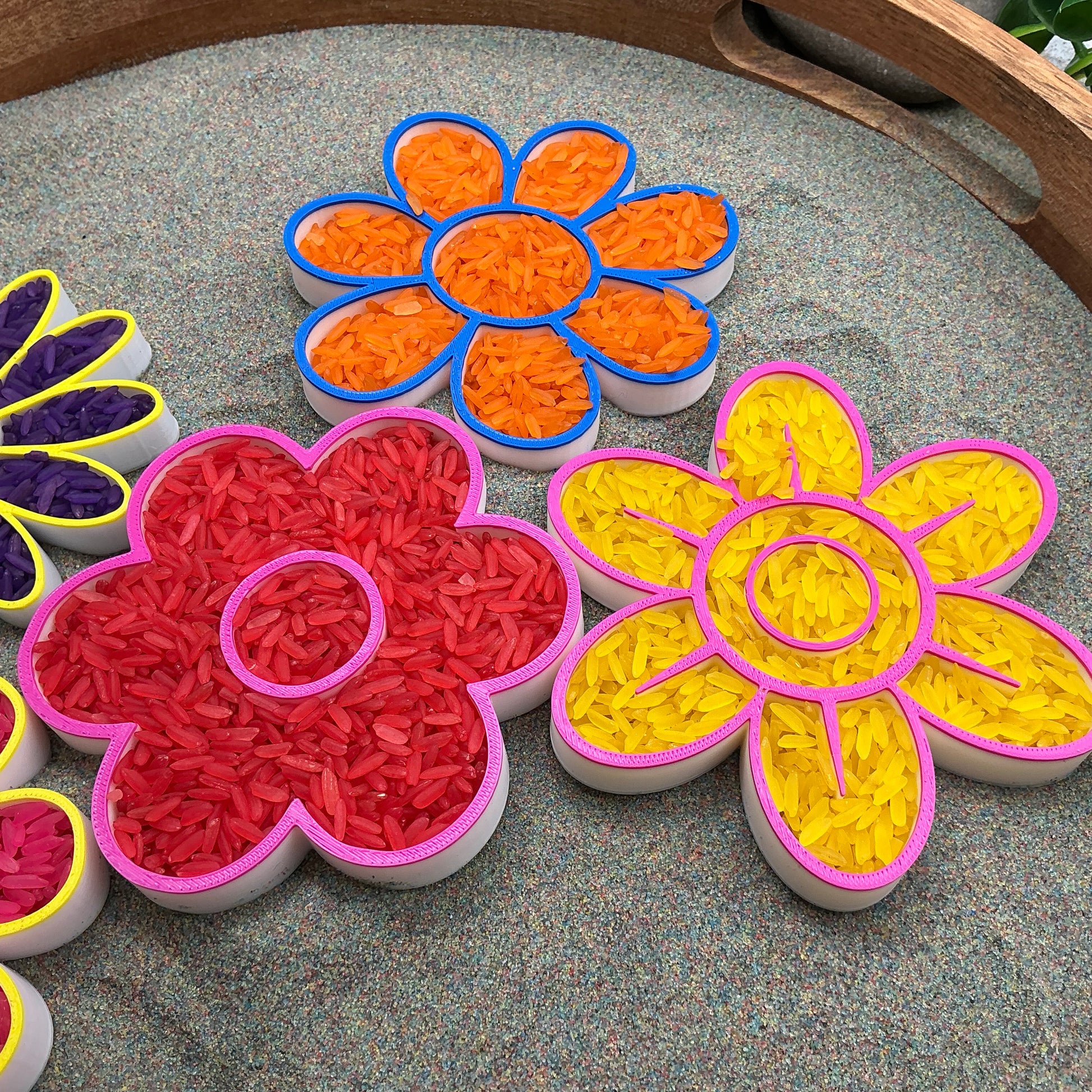 3D-printed flower fill shapes sensory filling tray, 5-piece spring and summer set for tuff trays - view 9 of 12