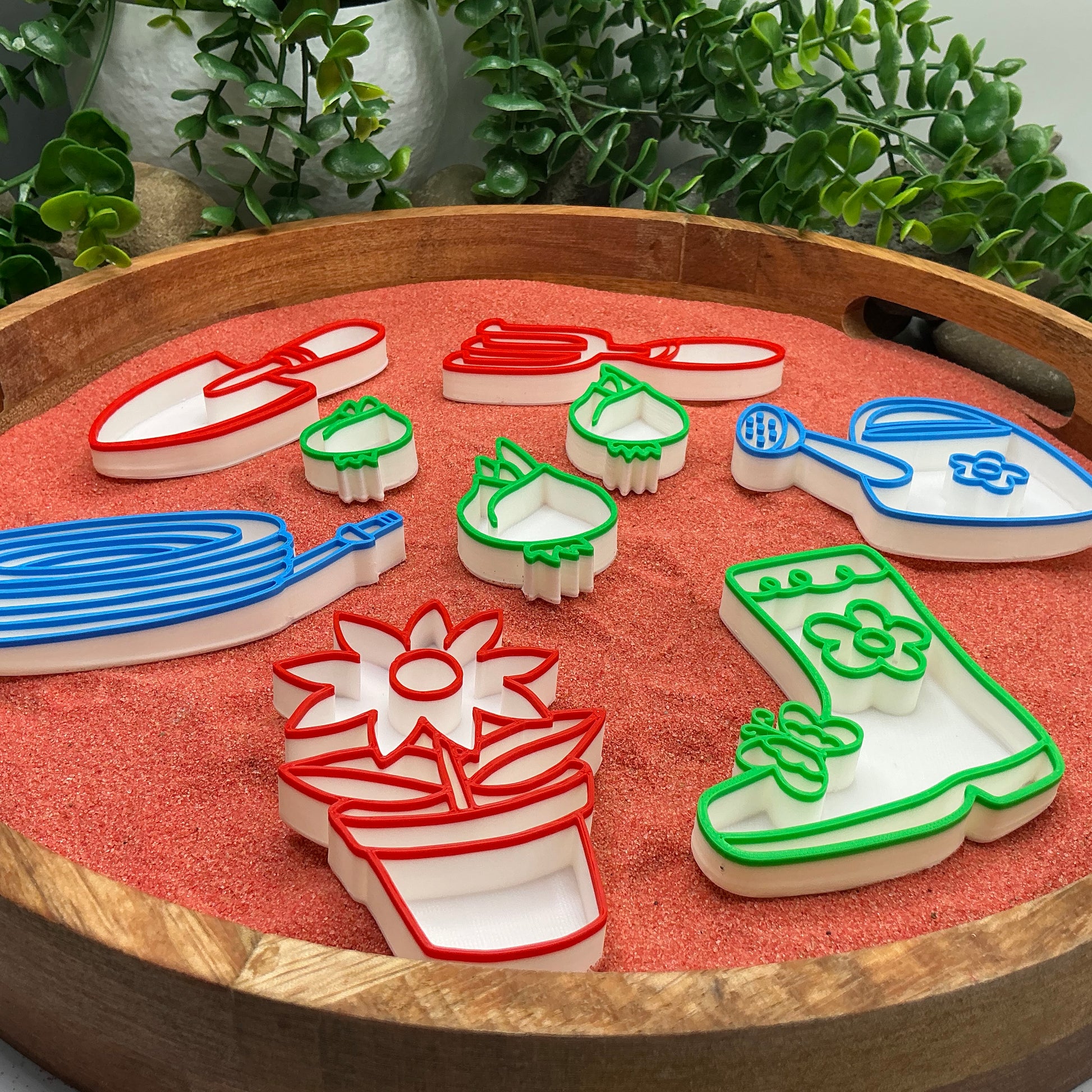 3D-printed gardening play sensory filling tray, 9-piece set for sand and rice tuff trays - spring garden theme - view 6 of 13