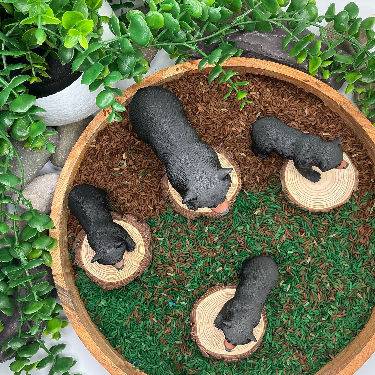 3D Printed Black Bear & three Cubs pretend Role play