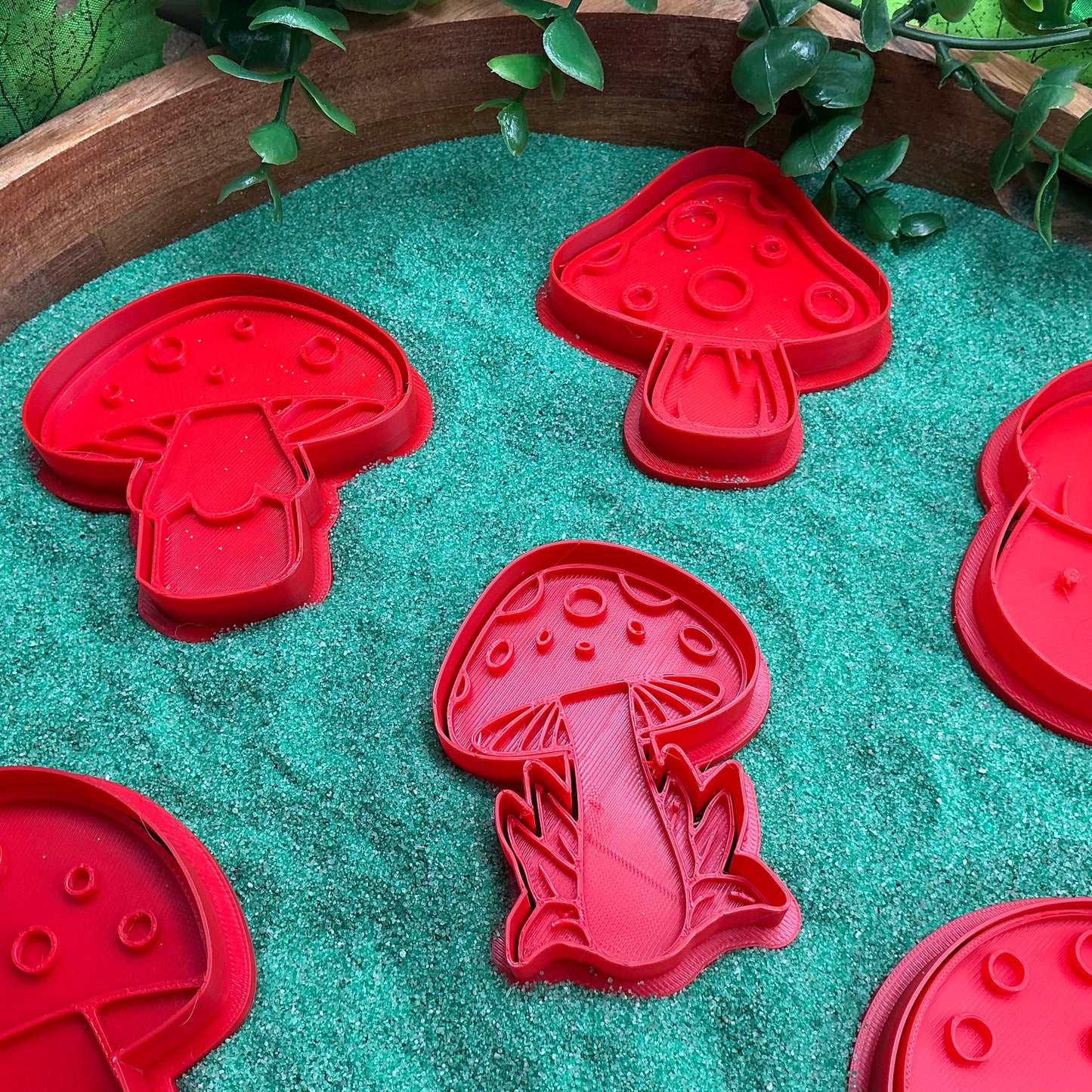 3D-printed garden mushroom and toadstool play dough cookie cutter set - 7 piece woodland and autumn theme - view 5 of 10