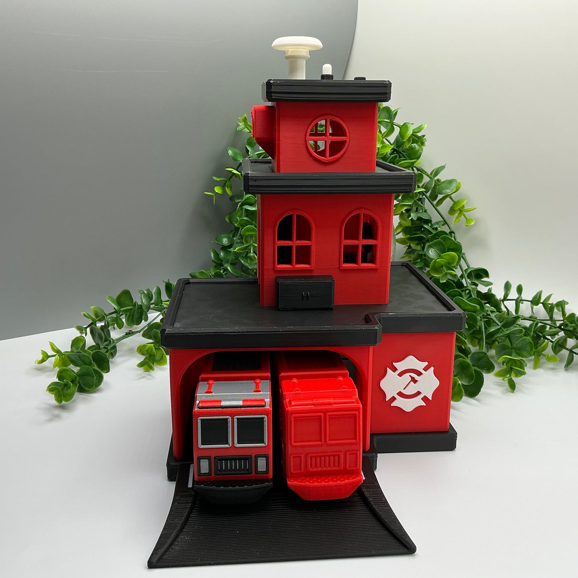 3D printed fire station playset, wooden train track compatible - image 8