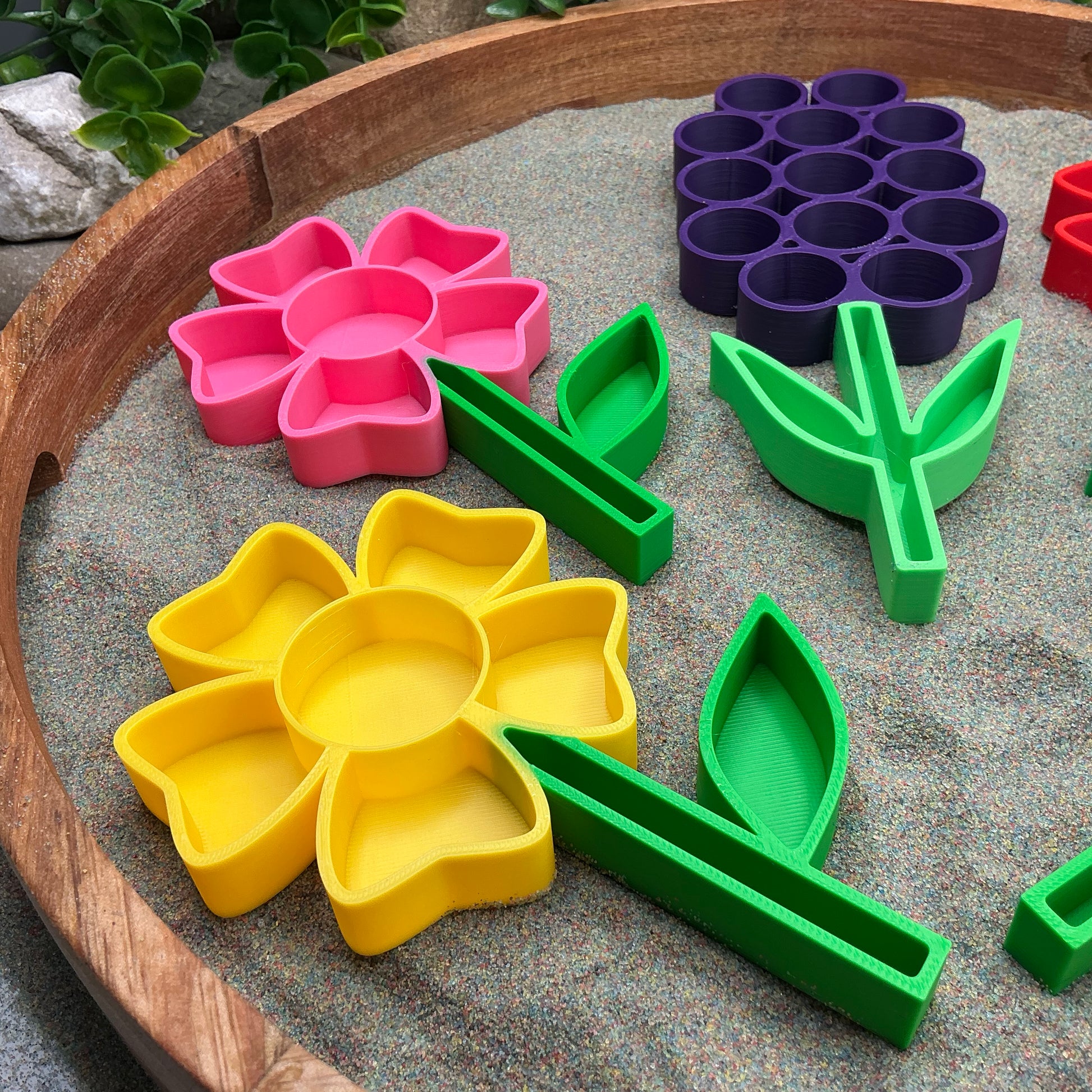 3D-printed flower fill shapes sensory filling tray, 5-piece spring set for sand and rice tuff trays - view 5 of 15