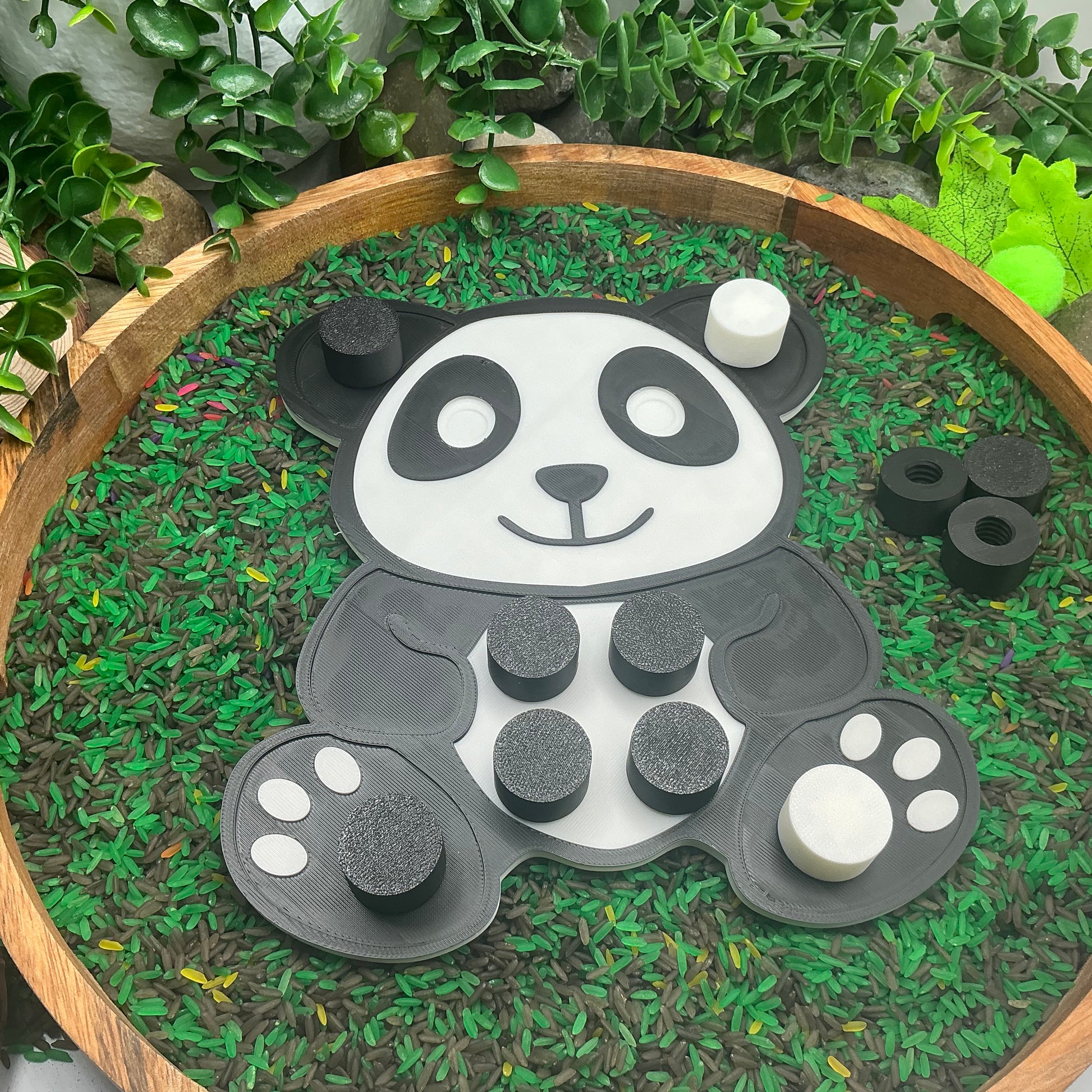 3D-printed animal thread peg board sensory set with screw-on nuts - 6 piece safari set including zebra, panda, lion, crocodile, giraffe and snake - view 3 of 25