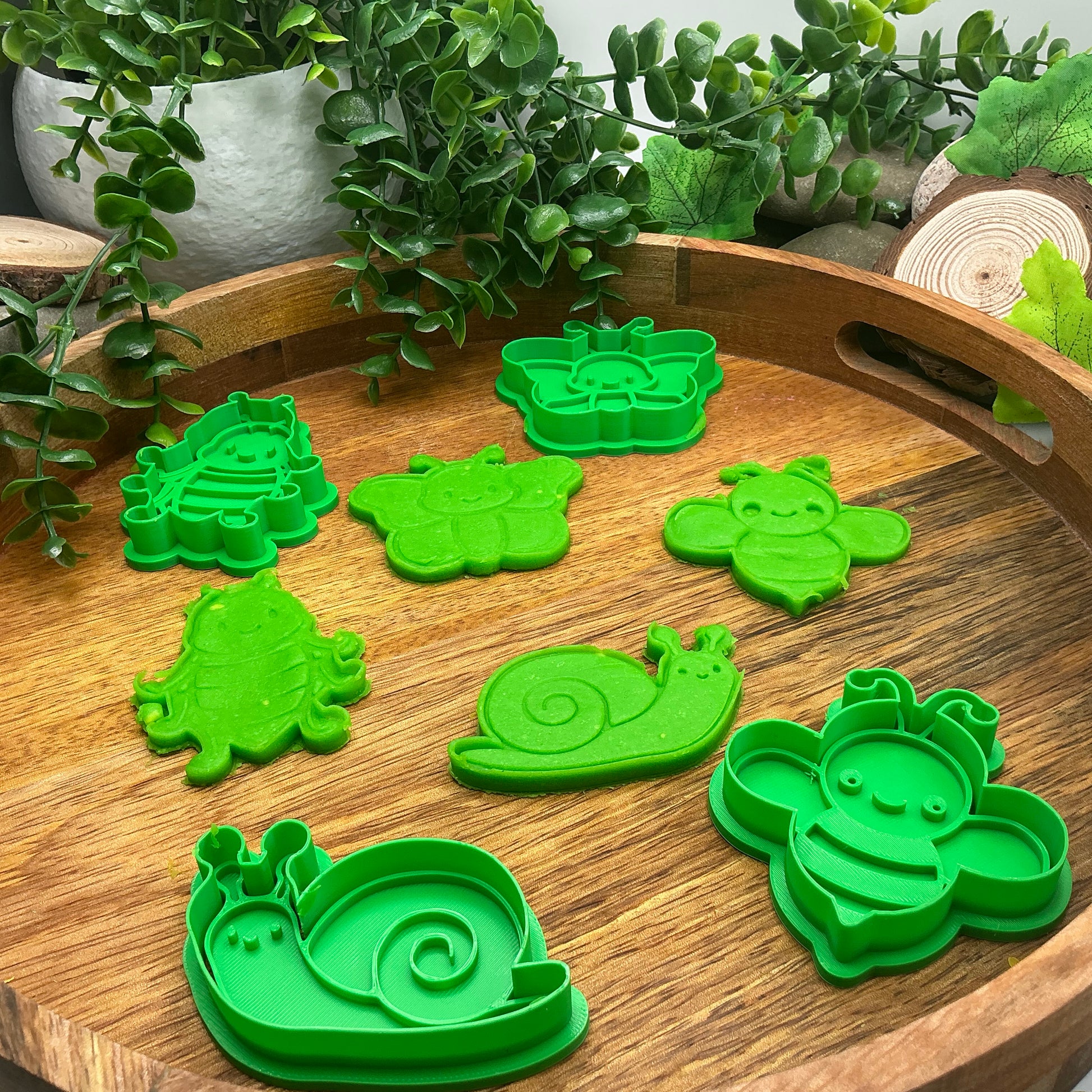 3D-printed spring garden insects play dough cookie cutter set - 4 piece with bee, butterfly, snail and ladybug - view 9 of 13