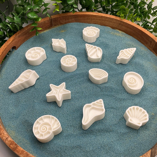 3D-printed shell sensory stamps, 13-piece set for play dough, kinetic sand and clay - view 1 of 7