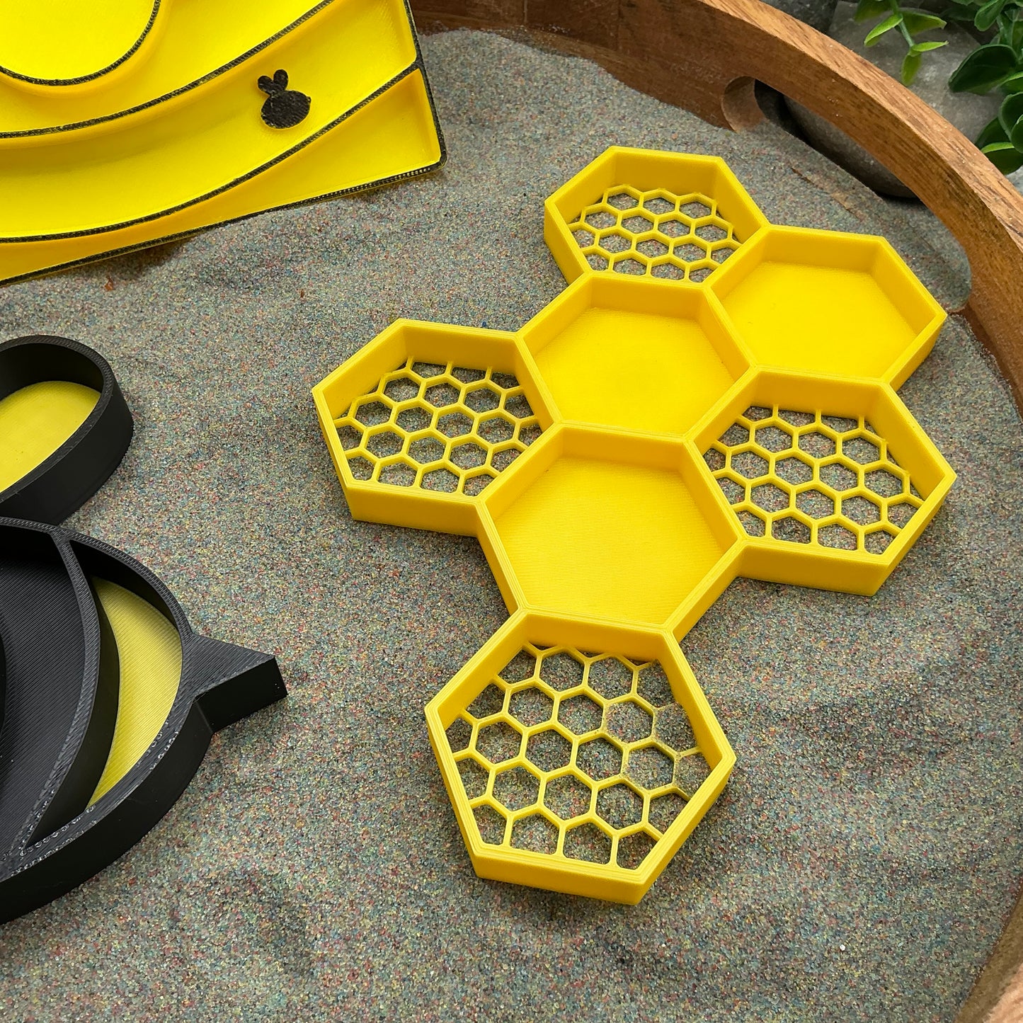 3D-printed bee theme sensory filling tray, 3-piece set with bee, hive and honeycomb - view 5 of 10