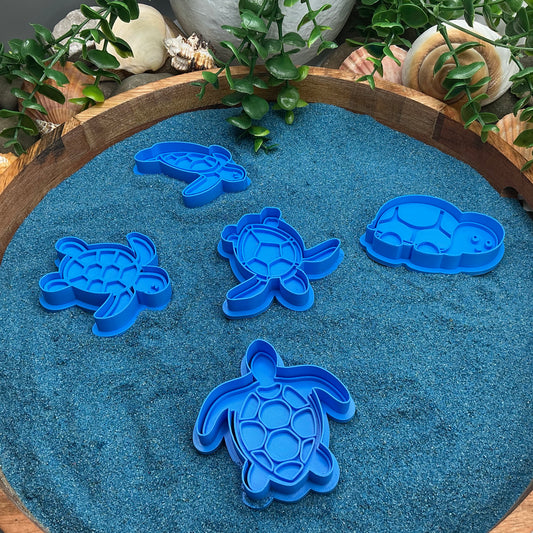 3D-printed sea turtle play dough cookie cutter set - 5 piece ocean theme - view 1 of 8