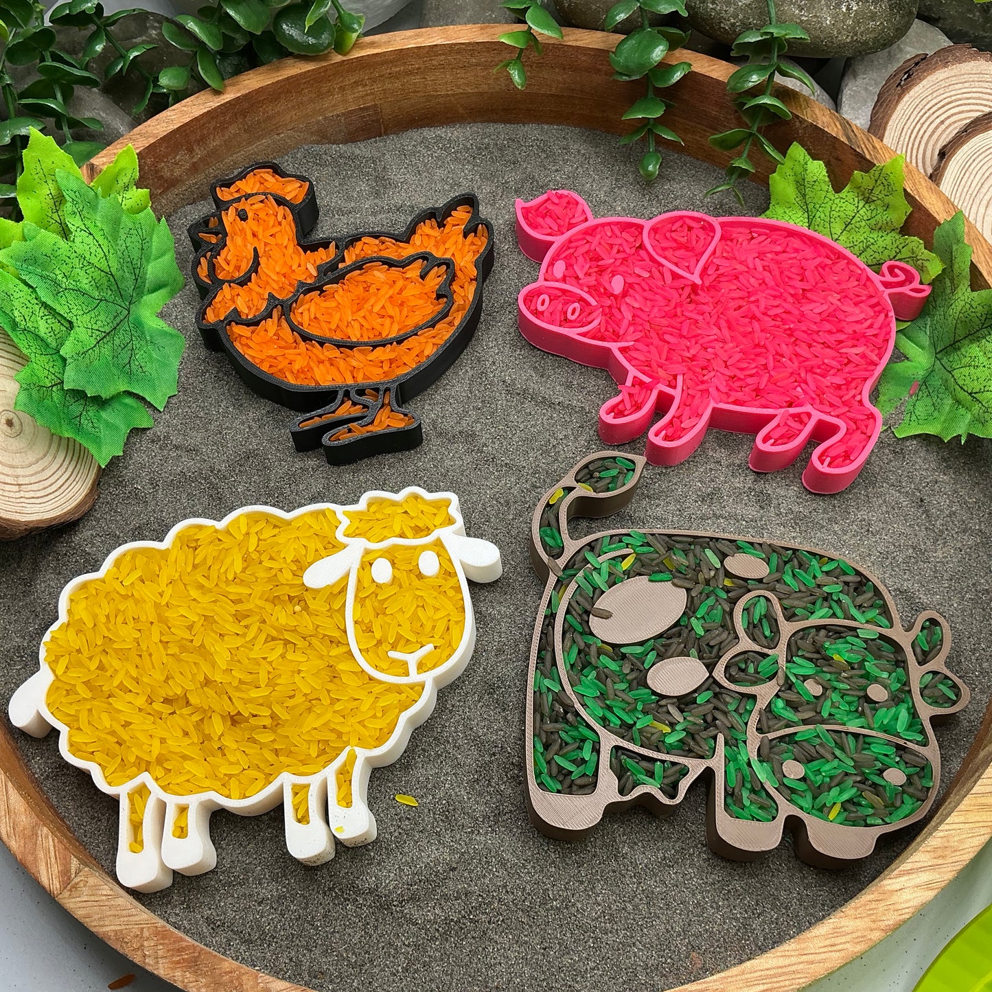3D-printed farm animals sensory filling tray 4-piece set - cow, pig, sheep and chicken - view 12 of 12