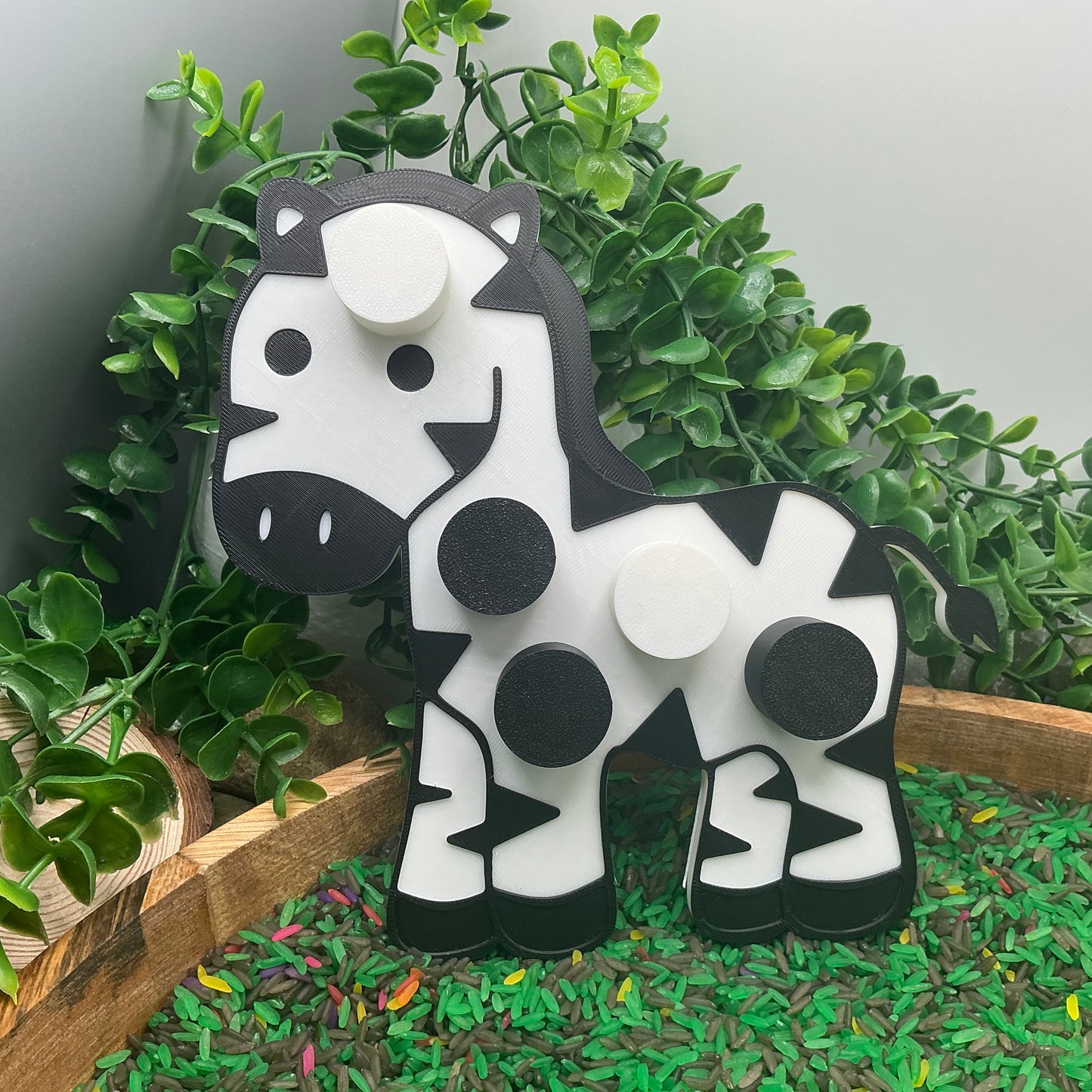 3D-printed animal thread peg board sensory set with screw-on nuts - 6 piece safari set including zebra, panda, lion, crocodile, giraffe and snake - view 14 of 25