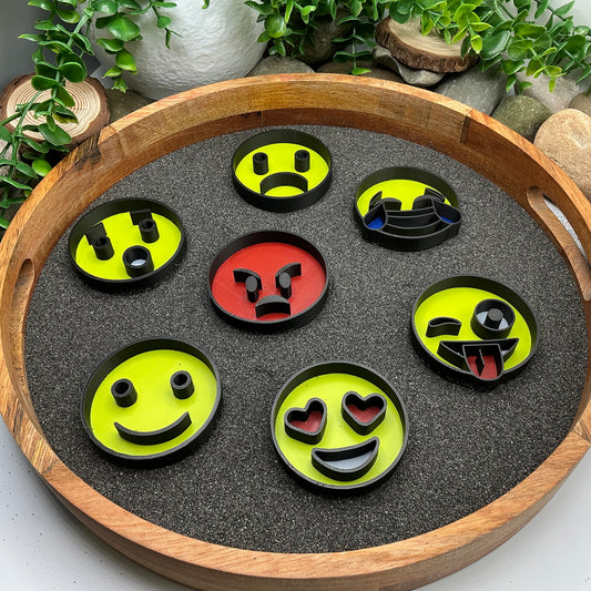 Emotion faces fill shapes 7 piece set emotion themed tuff trays sensory filling trays