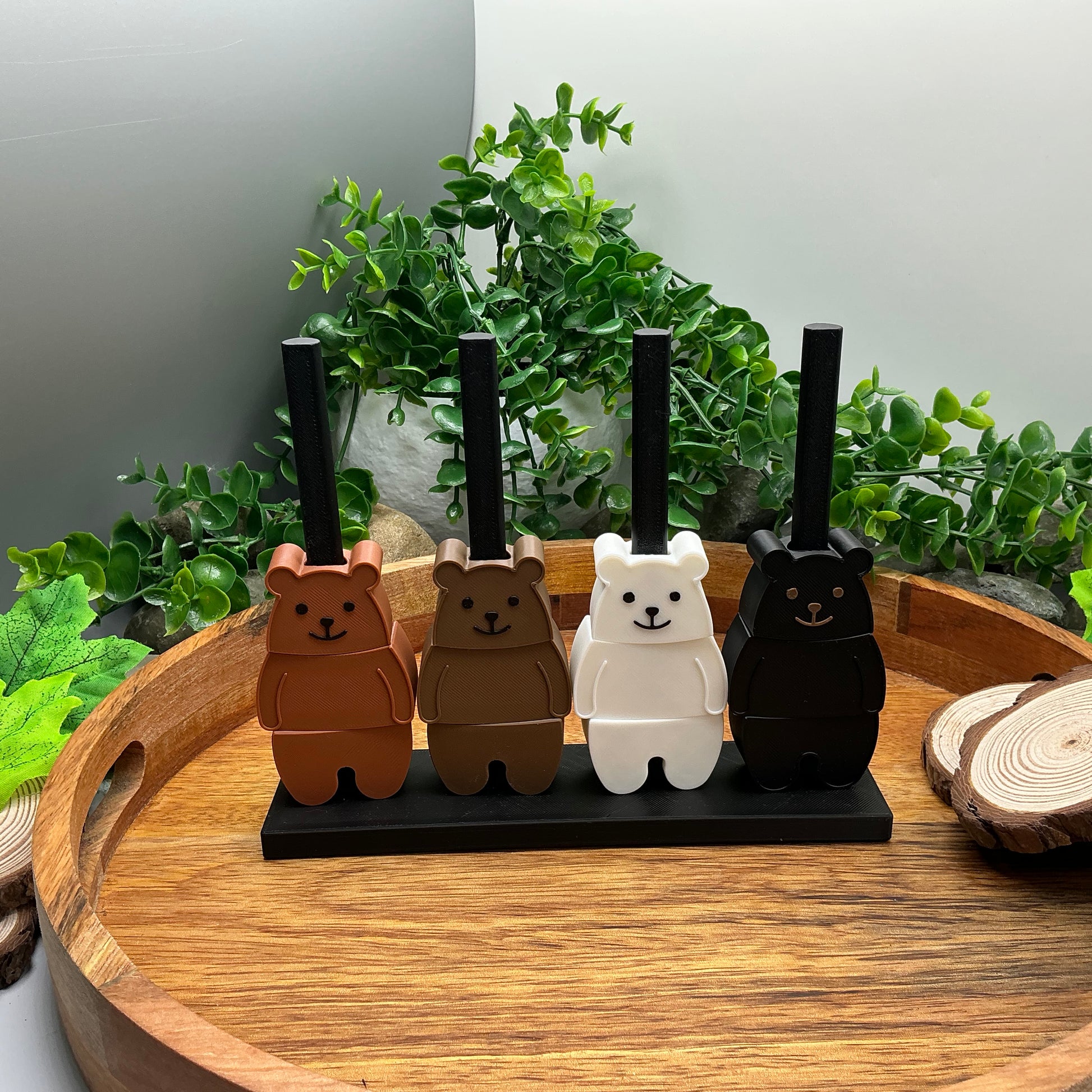 3D-printed bear-shaped pegs and threading board sensory toy for fine motor play - view 10 of 10