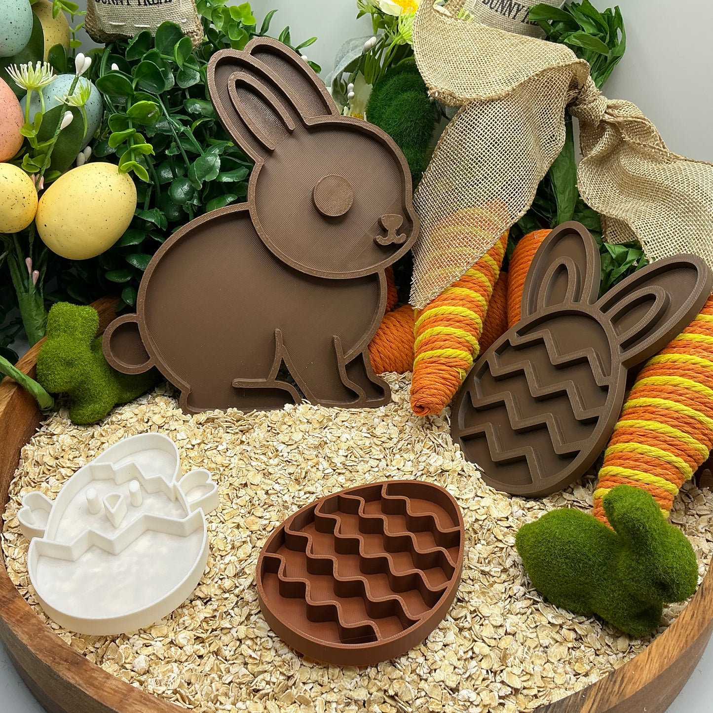 4-Piece Mixed Easter Shaped Sensory Filling Tray's Bunny Easter Egg Eco-Friendly - Detail Shot