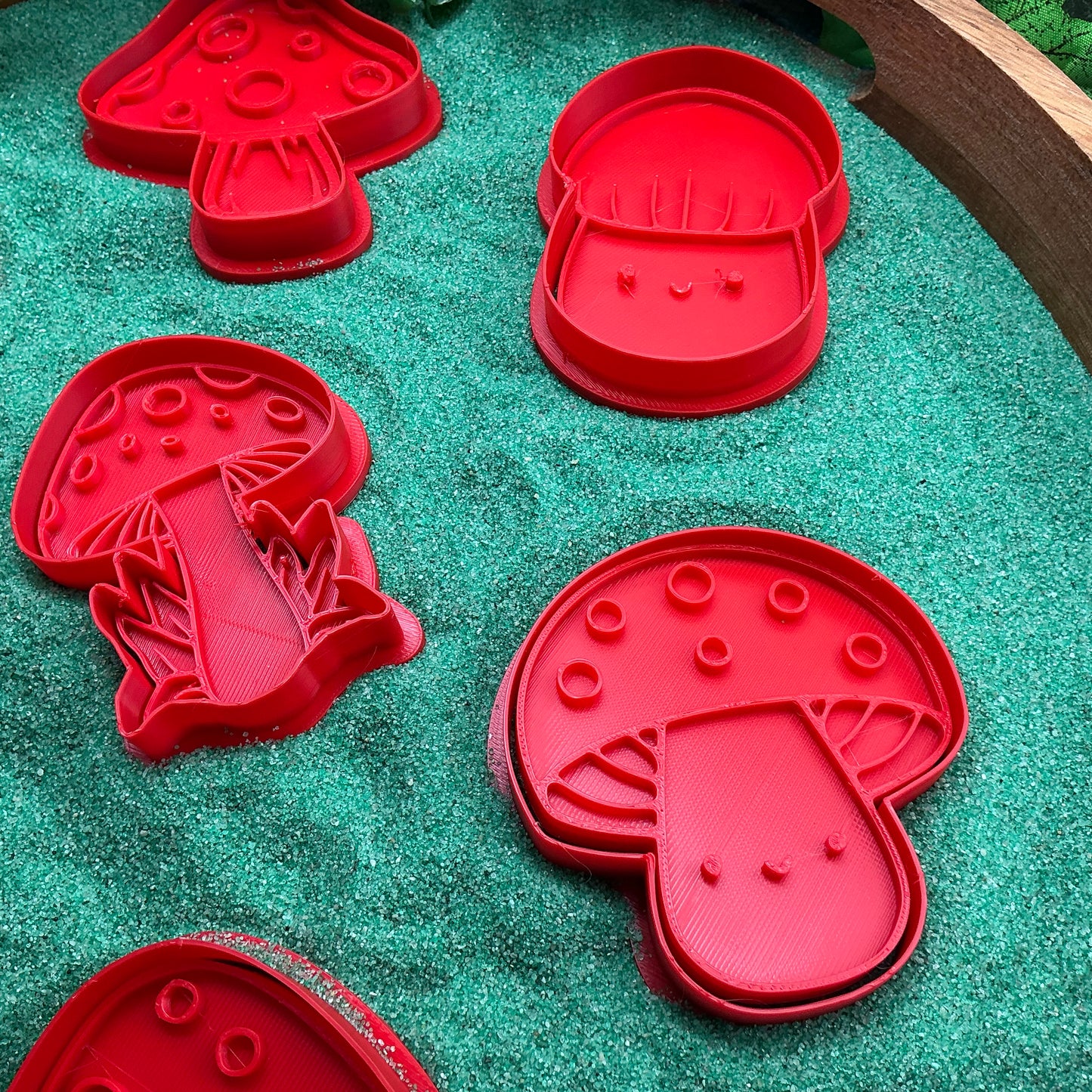 3D-printed garden mushroom and toadstool play dough cookie cutter set - 7 piece woodland and autumn theme - view 3 of 10