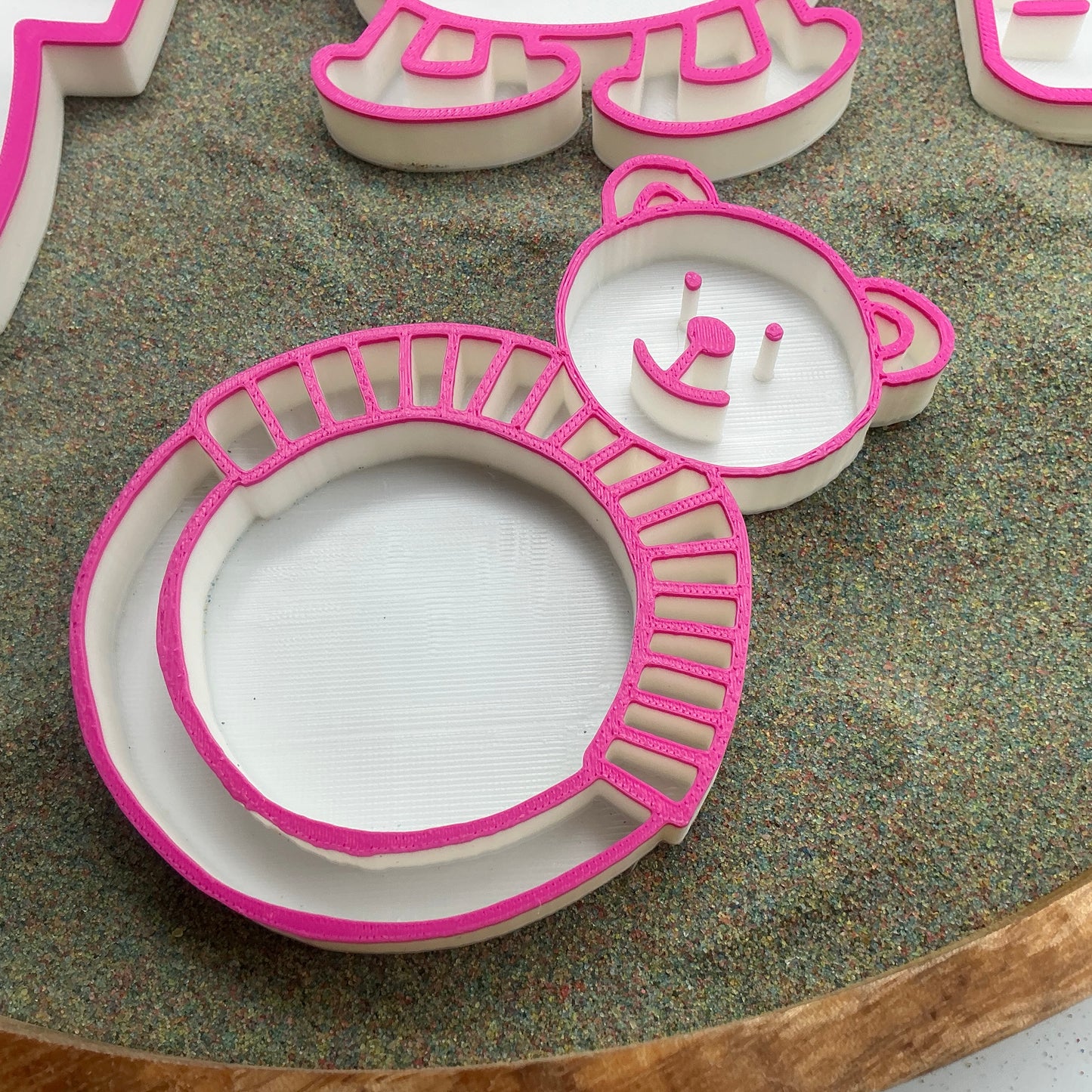 Baby Girl Play Fill Shapes Sensory Filling Trays - 5 Piece Set (Dummy, Bottle, Teddy Bear, Teething Ring & Bath)