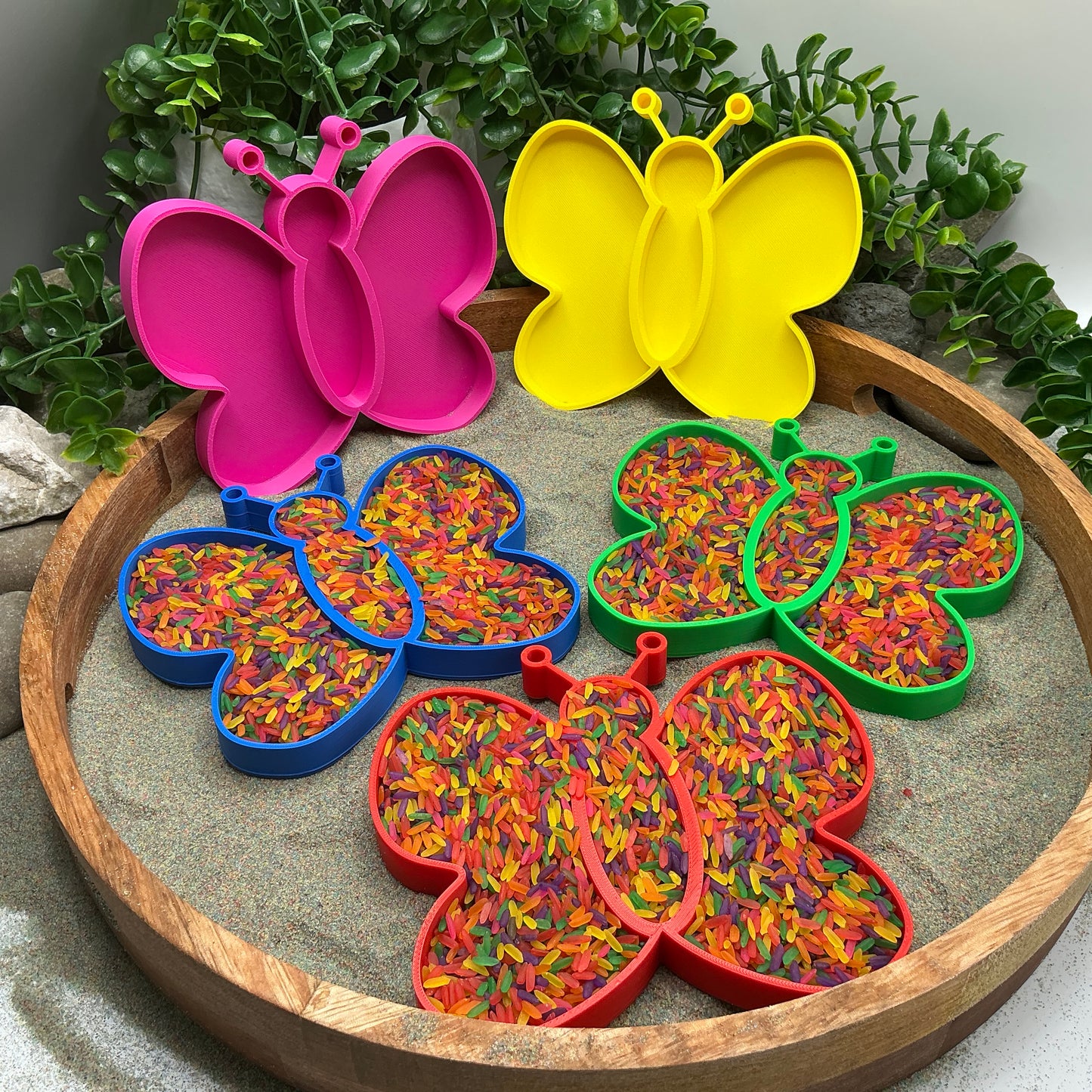 3D-printed butterfly sensory filling tray, 5-piece set for sand and rice tuff trays - view 7 of 10